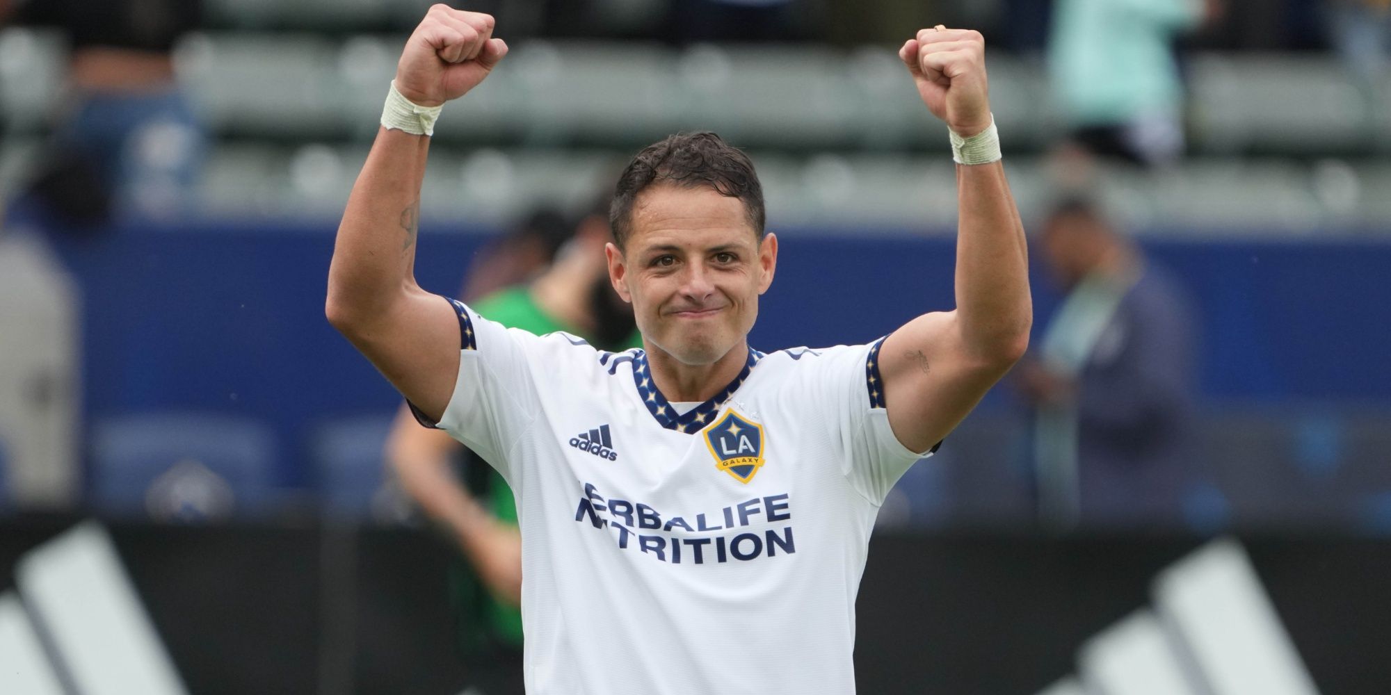 LA Galaxy forward Chicharito aka Javier Hernandez (14) celebrates after the game against the Nashville SC at Dignity Health Sports Park