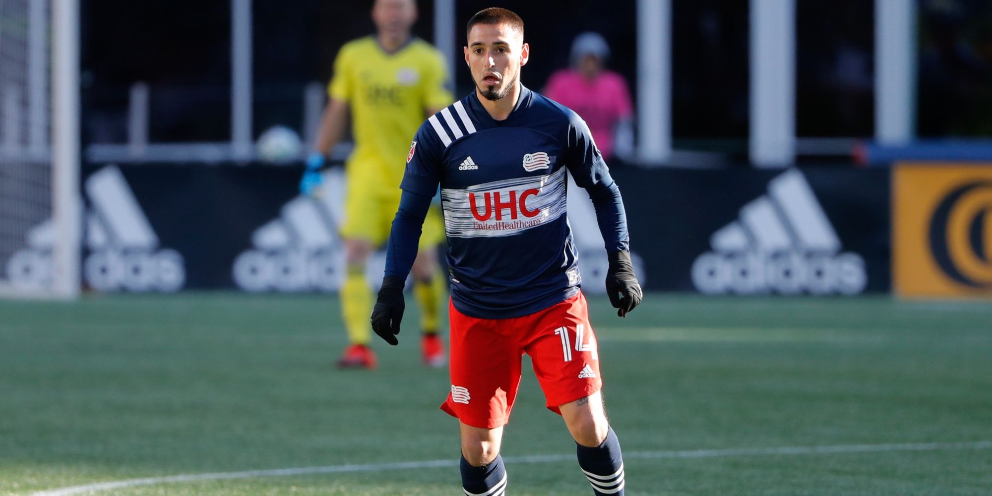 New England Revolution forward Diego Fagundez (14) during the first half against the Chicago Fire at Gillette Stadium