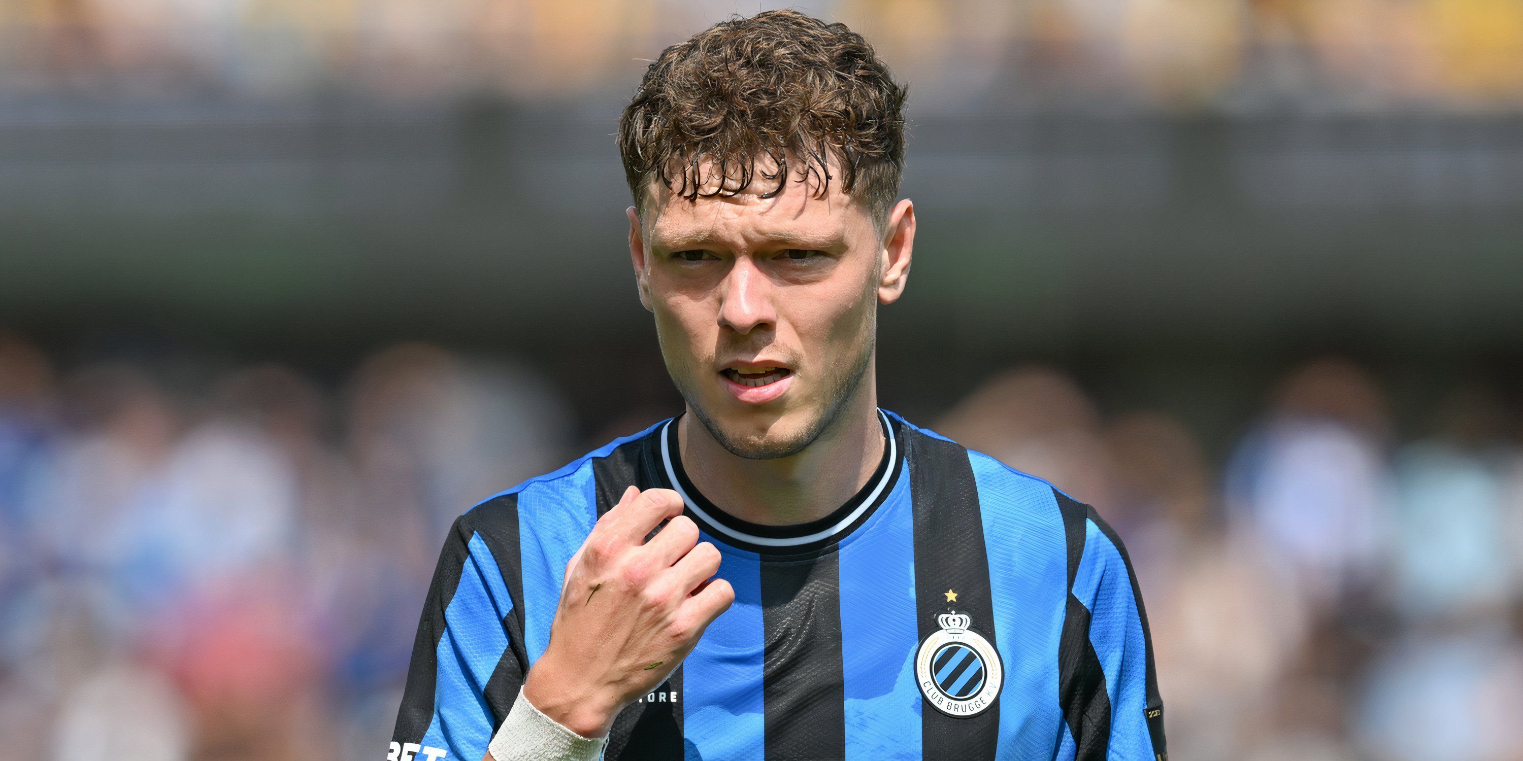 Club Brugge winger Andreas Skov Olsen in action