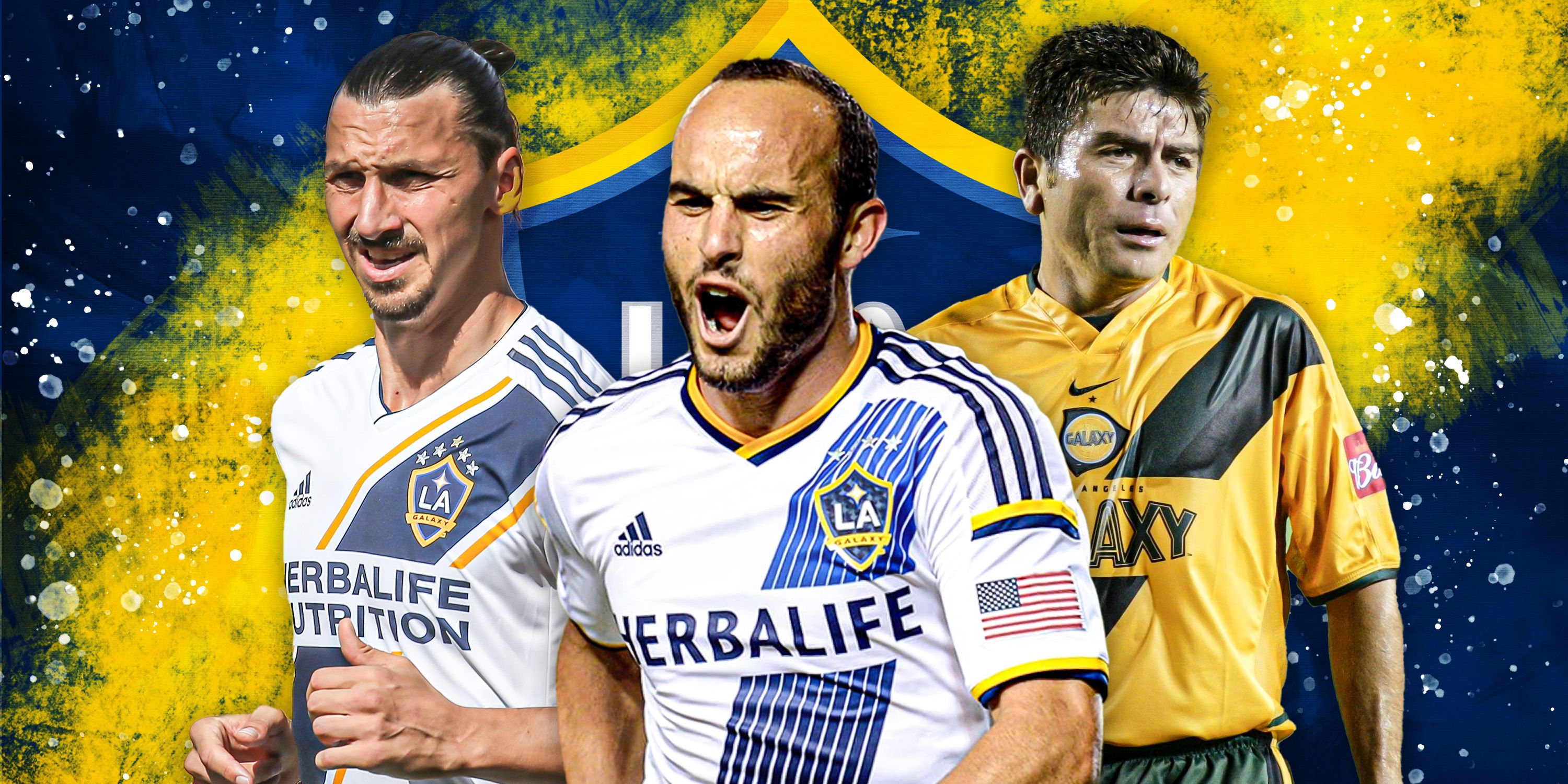 LA Galaxy's Zlatan Ibrahimovic, Landon Donovan and Mauricio Cienfuengos