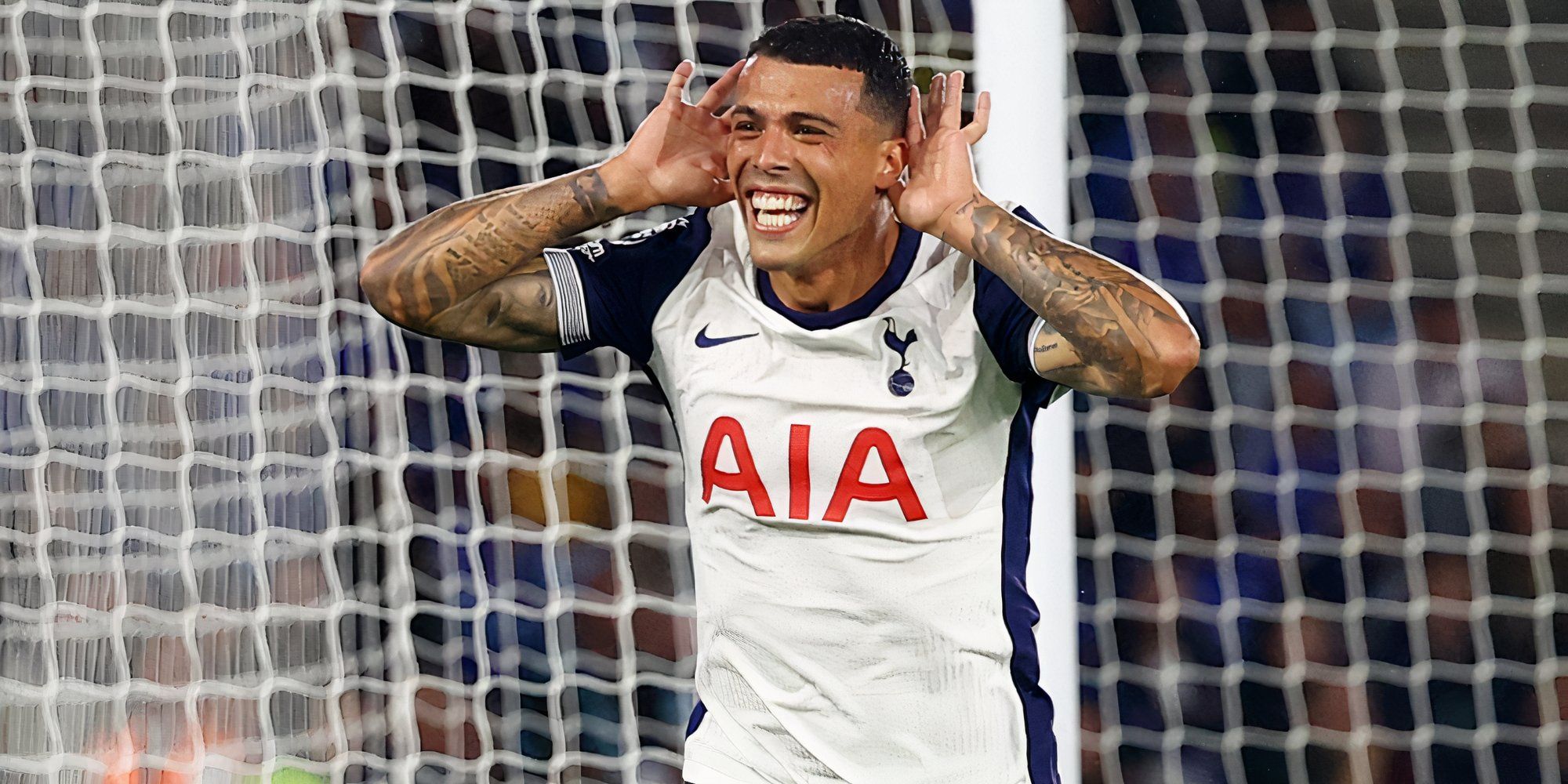 Tottenham Hotspur right-back Pedro Porro celebrating