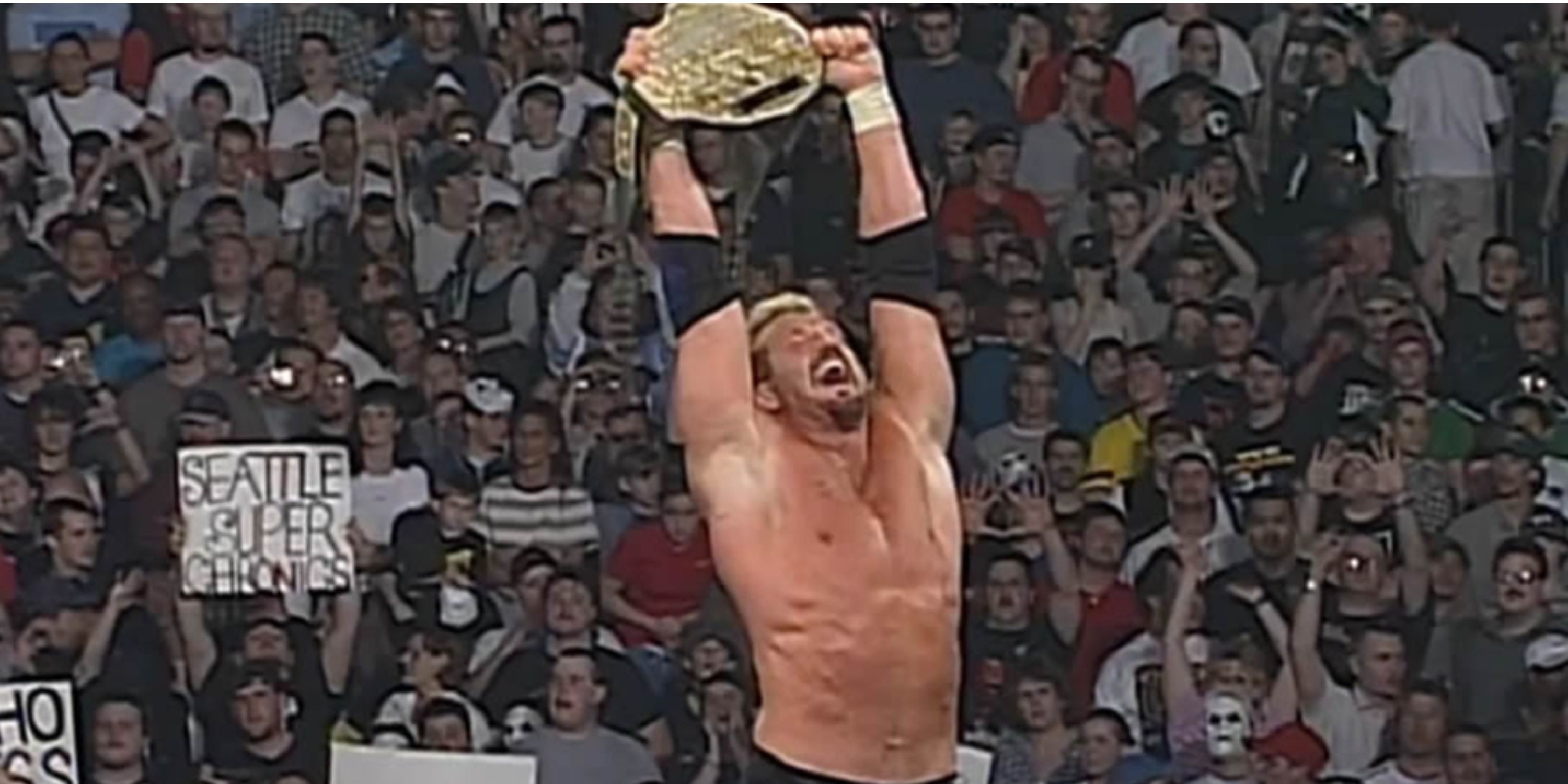 DDP raises the WCW World Heavyweight Championship At Spring Stampede 1999