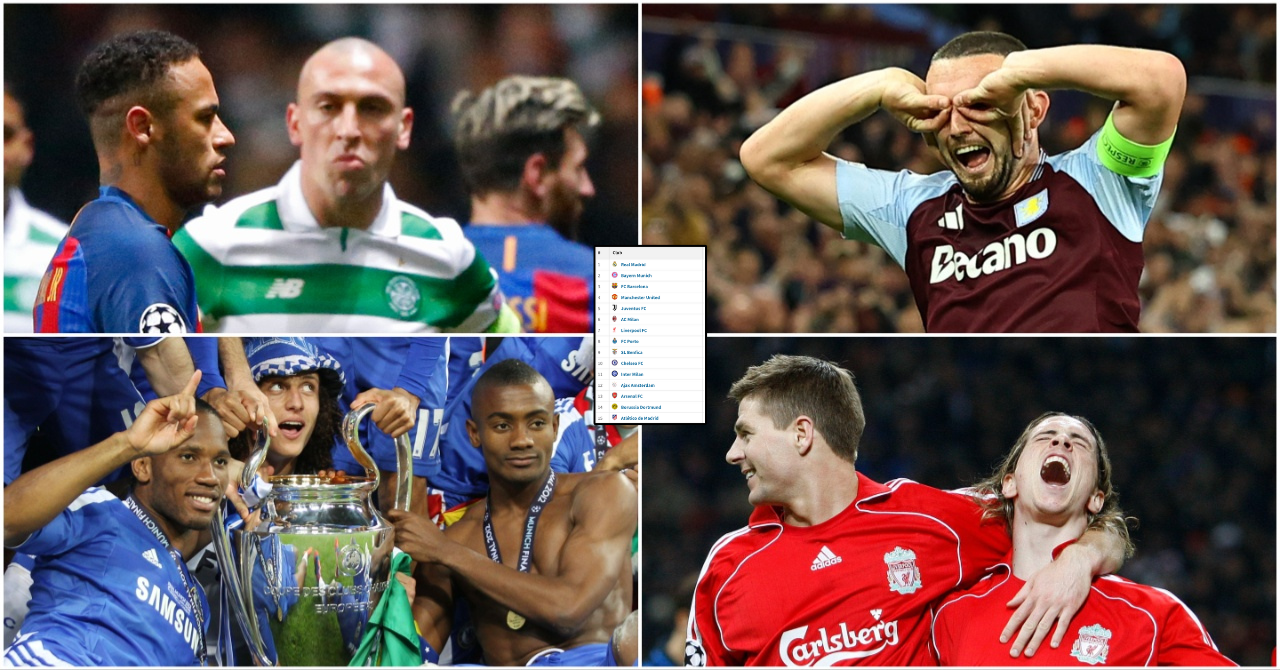 The 15 most successful British clubs in Champions League history have been calculated