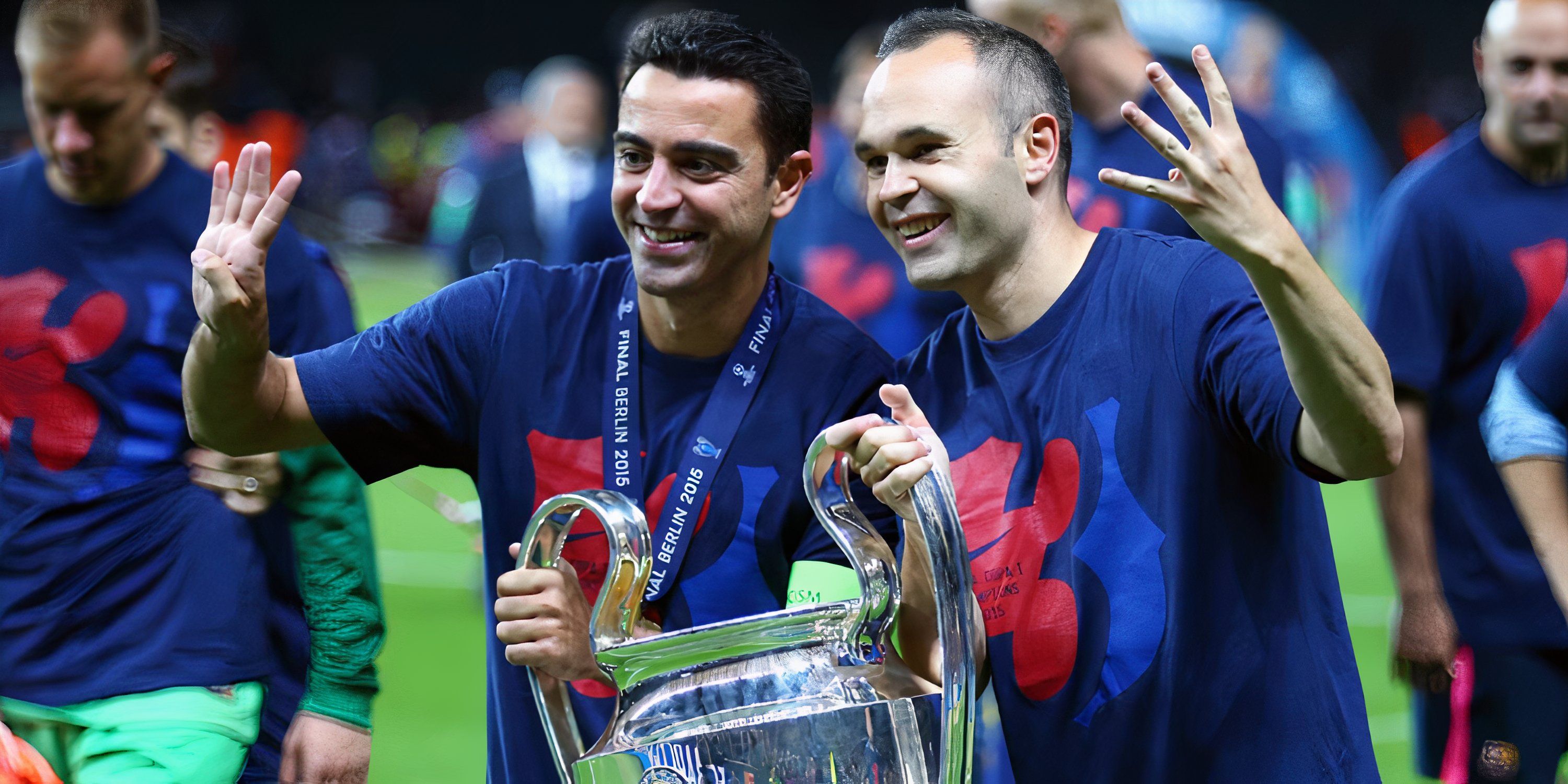 Barcelona legends Xavi and Andres Iniesta