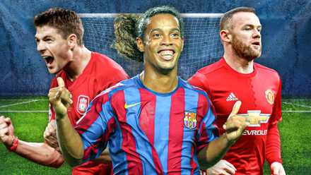 Steven Gerrard, Ronaldinho and Wayne Rooney.