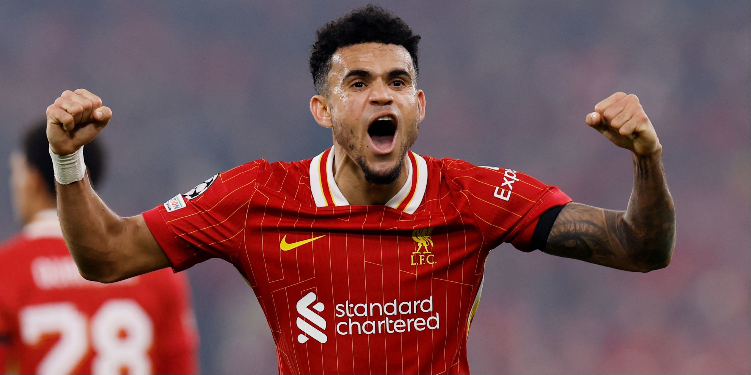 Liverpool attacker Luis Diaz celebrates