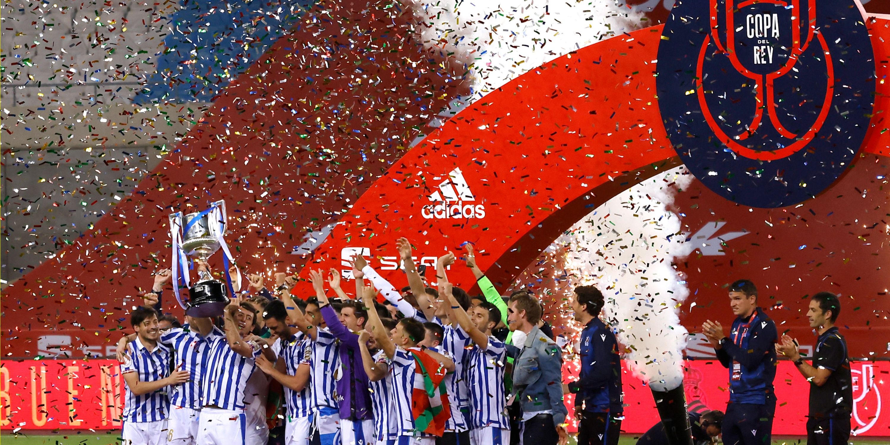 Real Sociedad celebrate winning the Copa del Rey