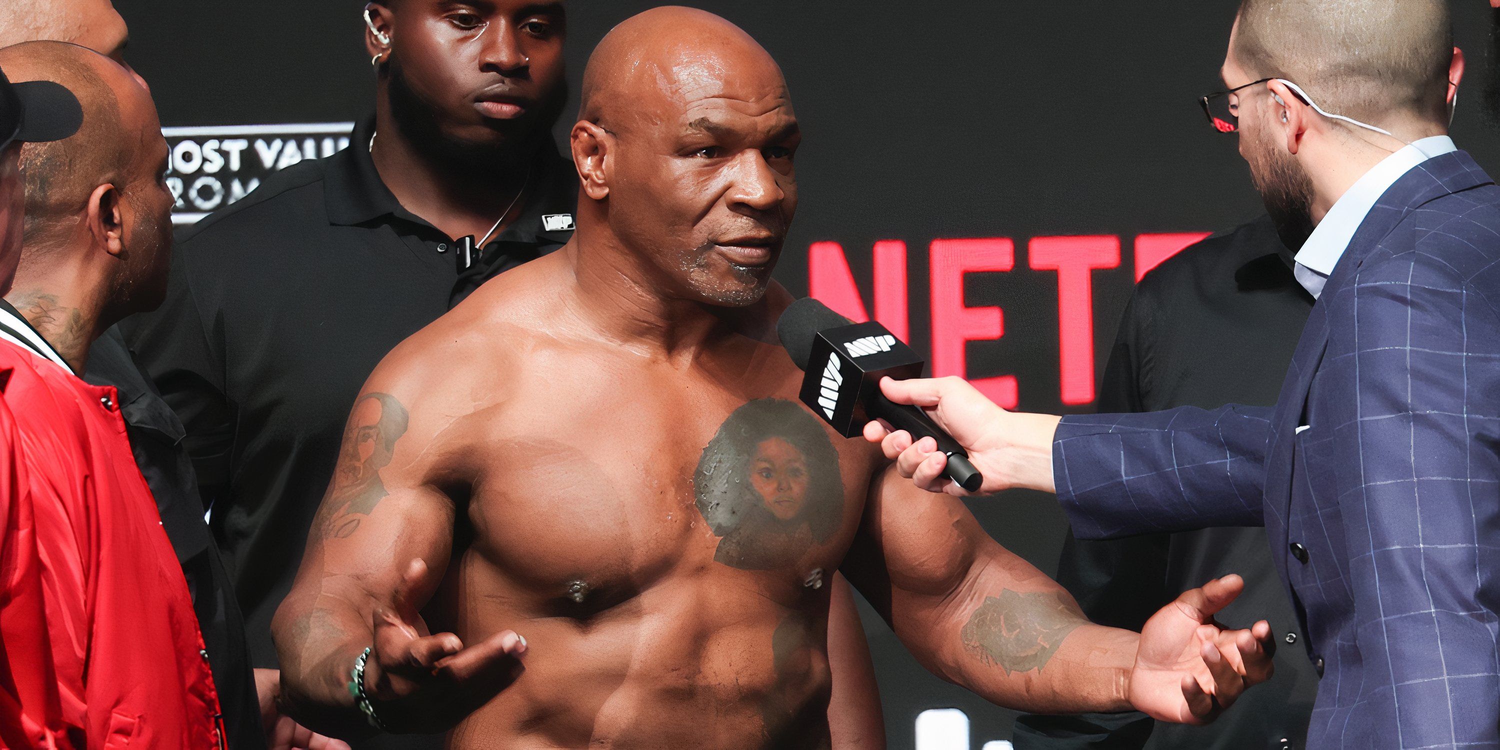 Mike Tyson speaks after Jake Paul weigh-in