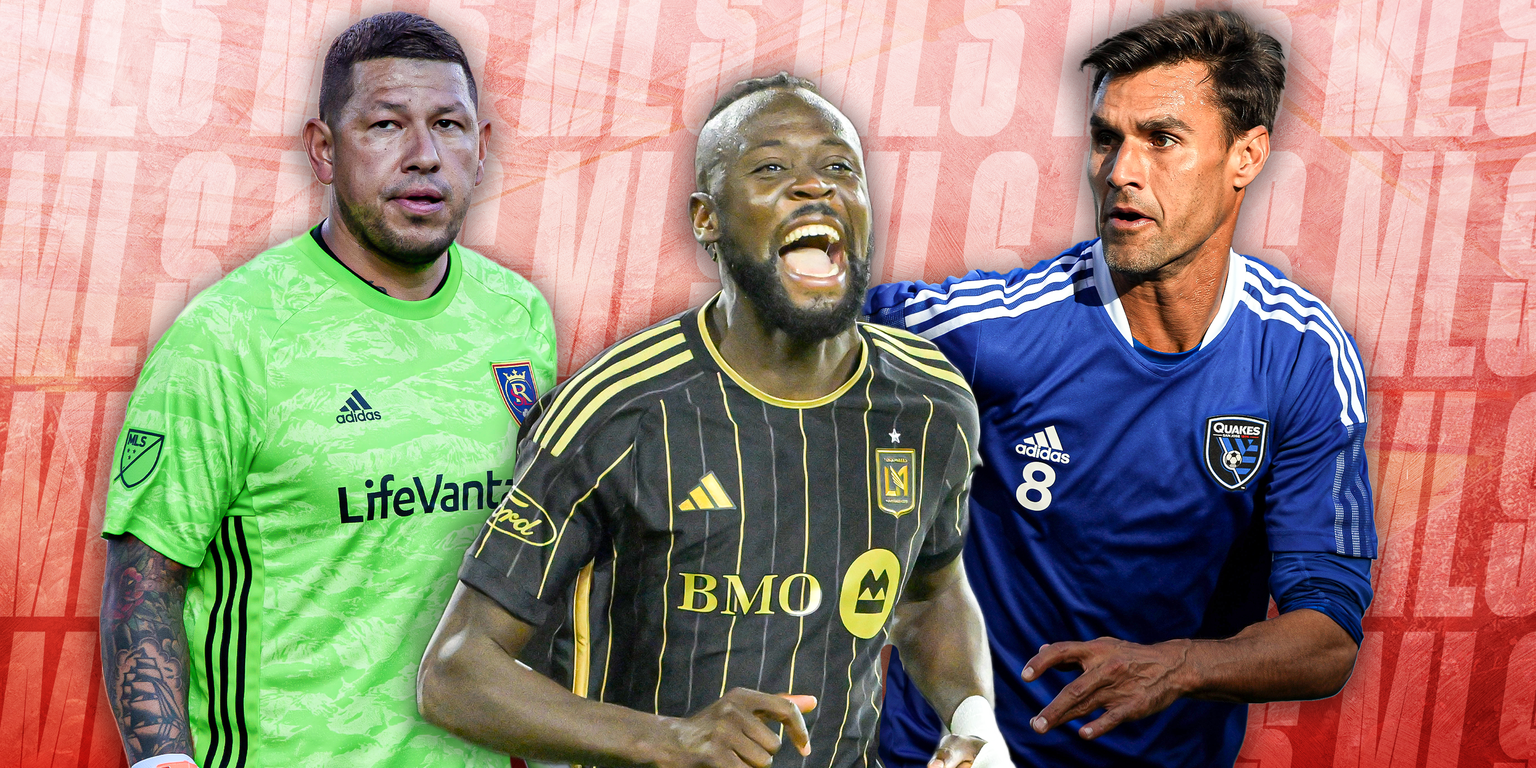 San Jose Earthquakes' Chris Wondolowski, Real Salt Lake's Nick Rimando and LAFC's Kei Kamara