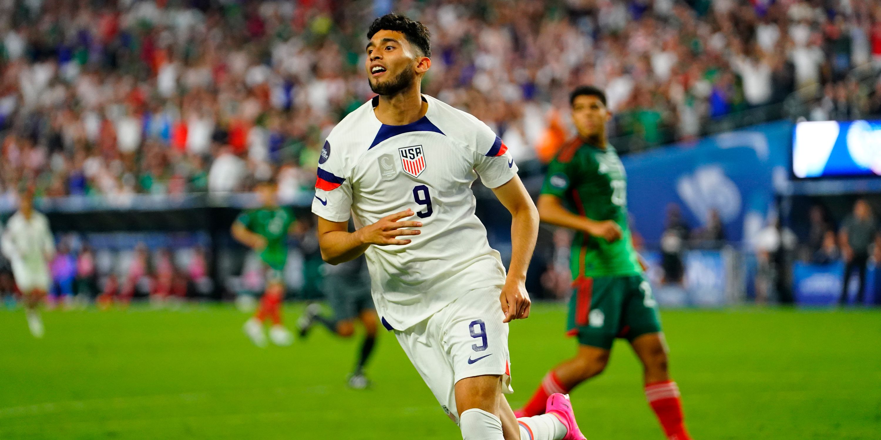 Ricardo Pepi celebrates a goal for the United States