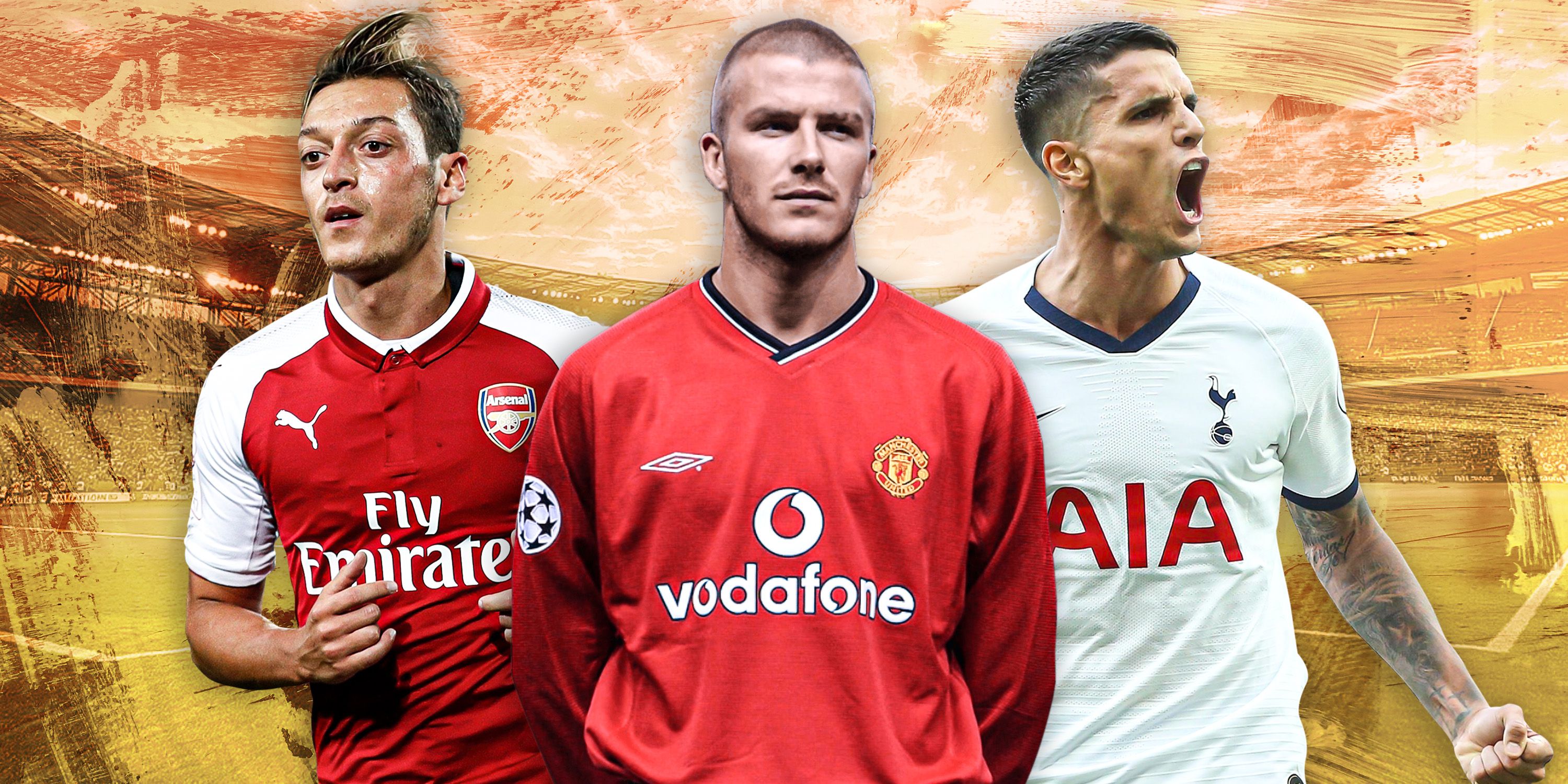 Erik Lamela (Spurs), David Beckham (Man Utd), and Mesut Ozil (Arsenal)