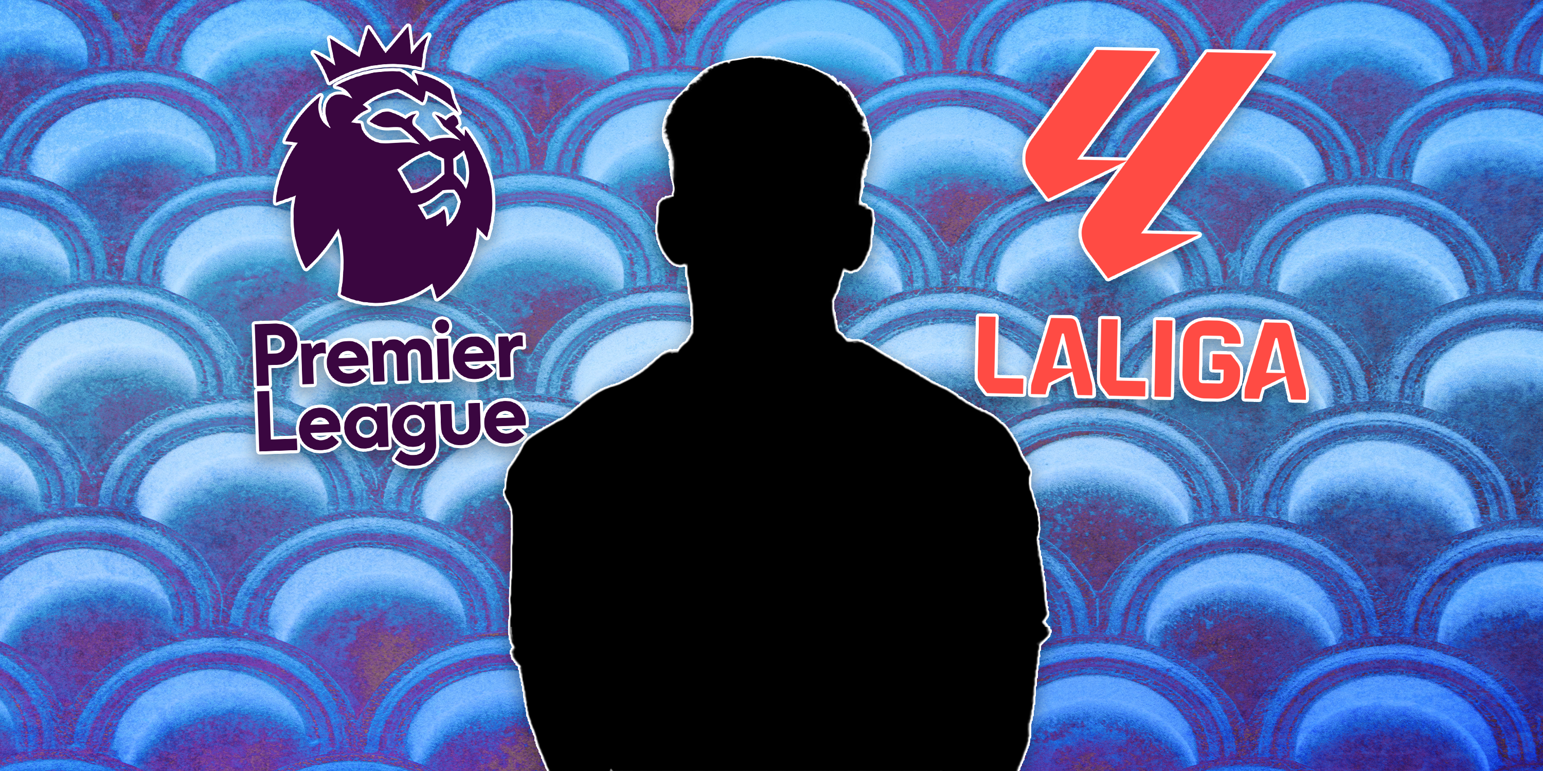 Can I get Premier League and La Liga logos on either side with silhouette of Kieran Tierney in the middle