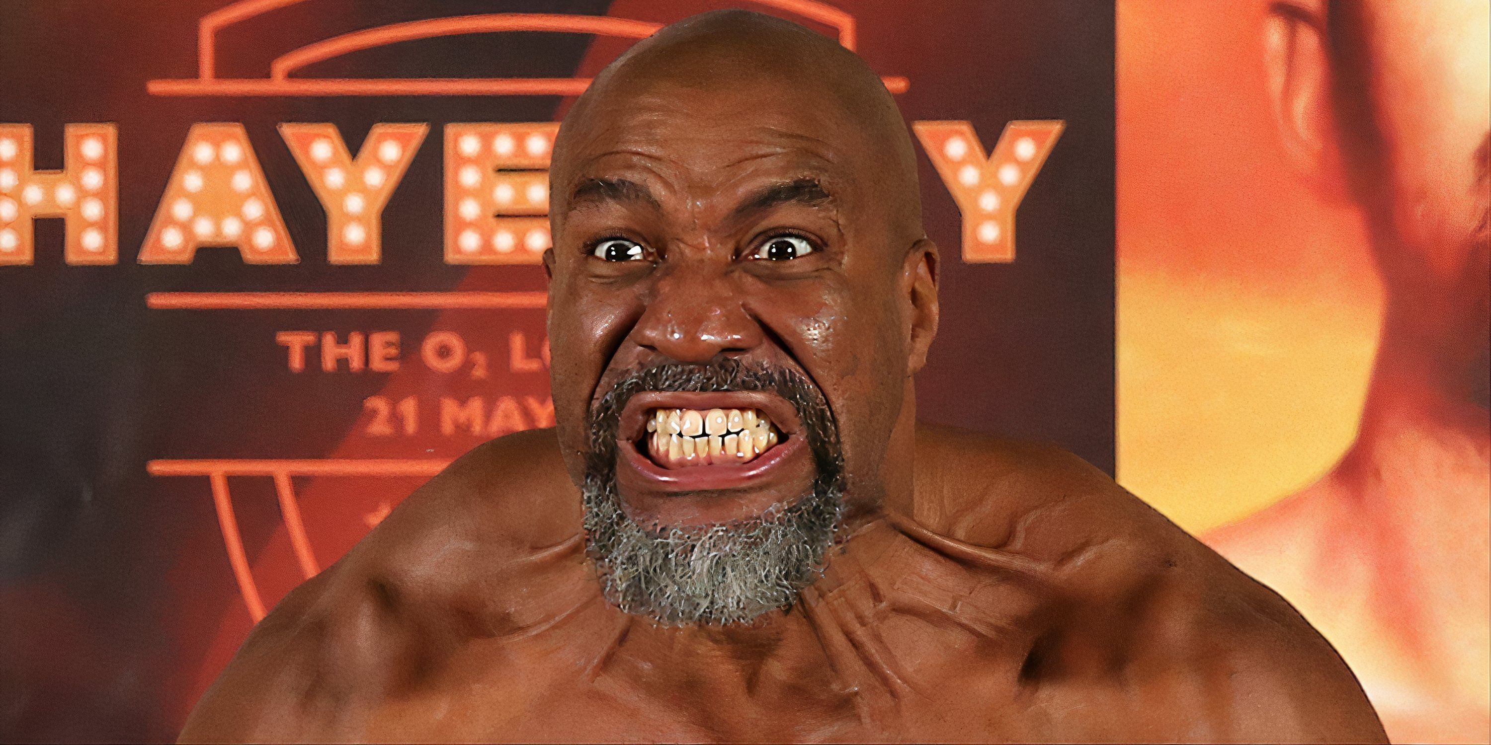 Shannon Briggs poses at a weigh-in