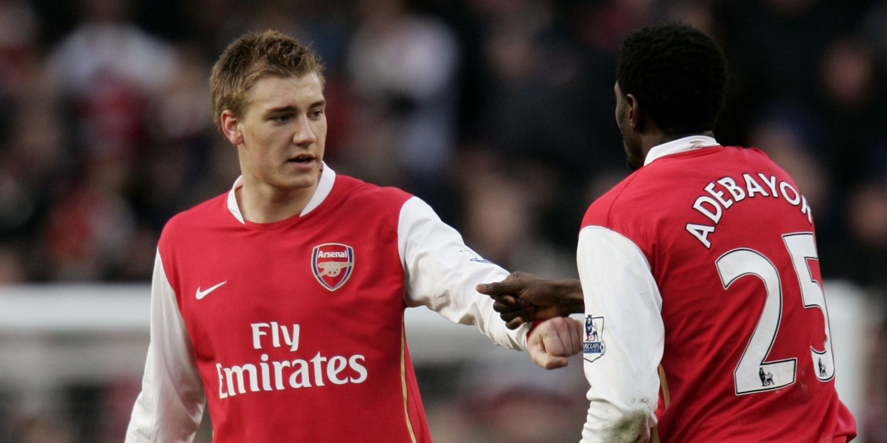 Nicklas Bendtner and Emannuel Adebayor