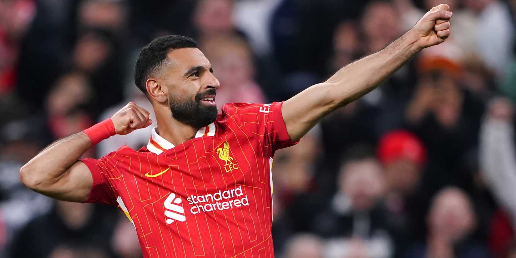 Liverpool striker Mohamed Salah celebrates scoring