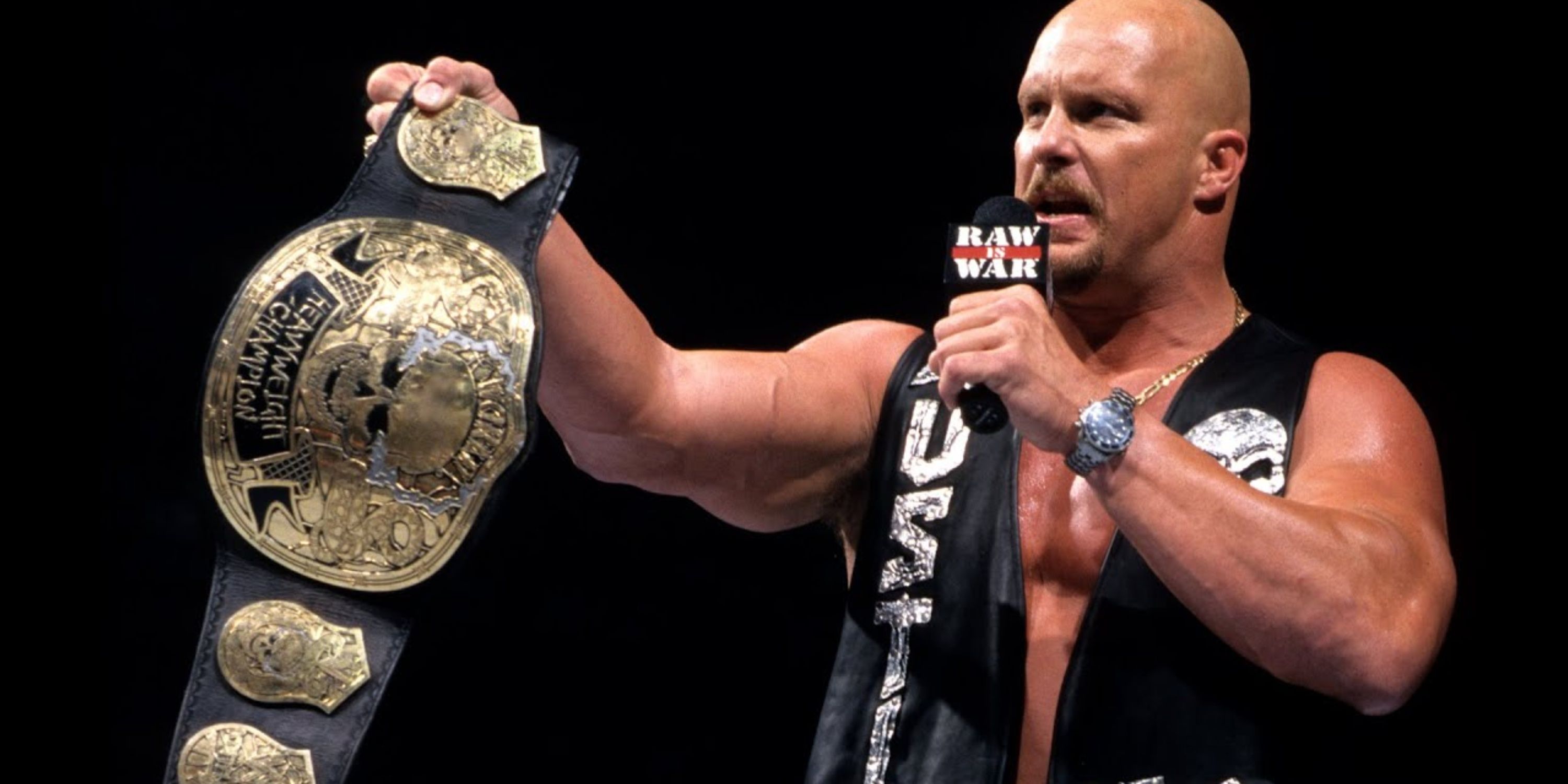 'Stone Cold' Steve Austin with the Smoking Skull WWE Championship