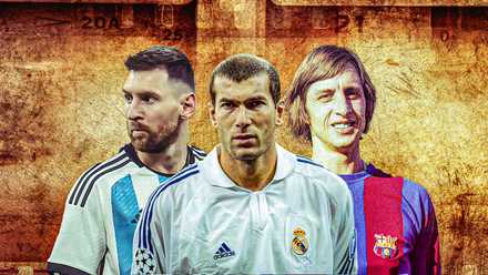 Zinedine Zidane (Real Madrid), Lionel Messi (Argentina), Johan Cruyff (Barcelona)