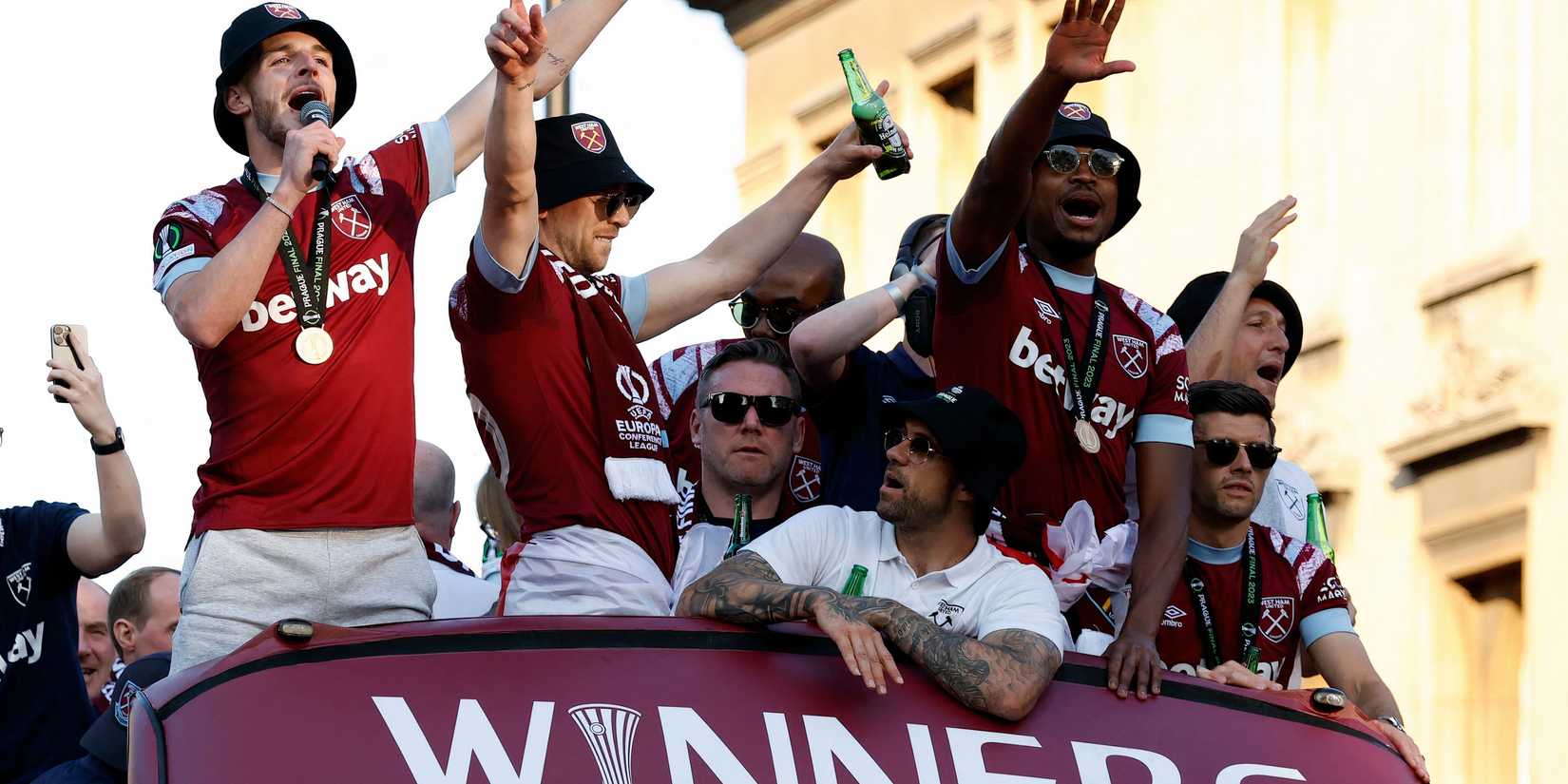 West Ham celebrate winning the Europa Conference League