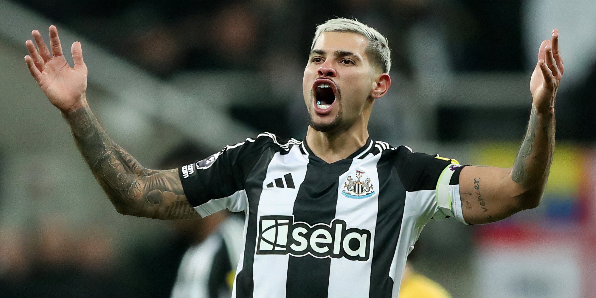 Bruno Guimaraes celebrating after a Newcastle United goal