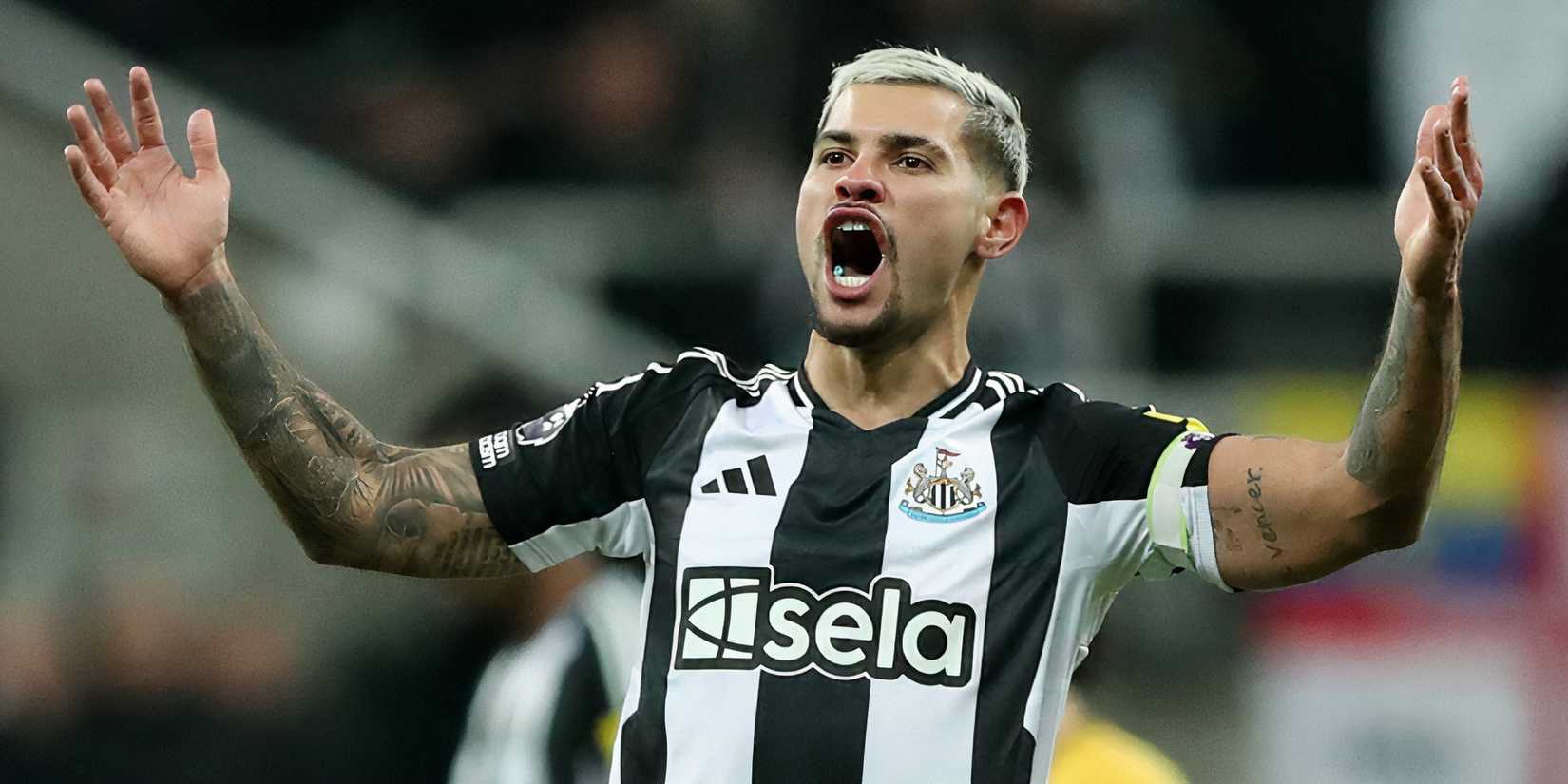 Bruno Guimaraes celebrating after a Newcastle United goal