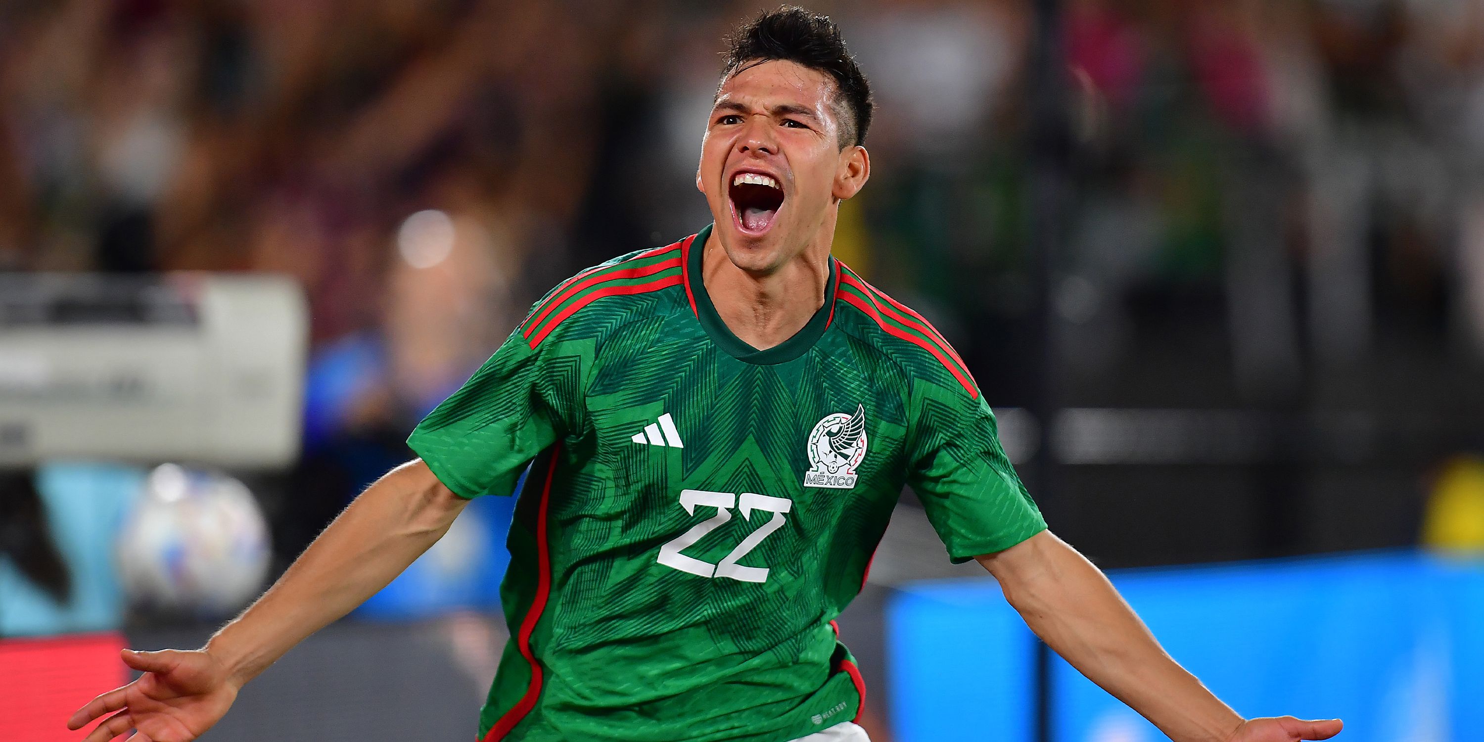 Hirving Lozano scores a goal for Mexico