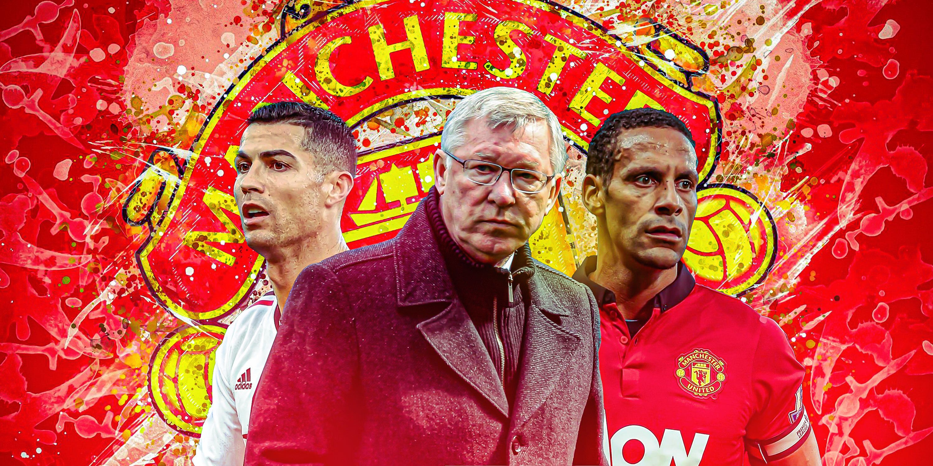 Man Utd’s Cristiano Ronaldo (2021/22), Sir Alex Ferguson and Rio Ferdinand (2013/14)