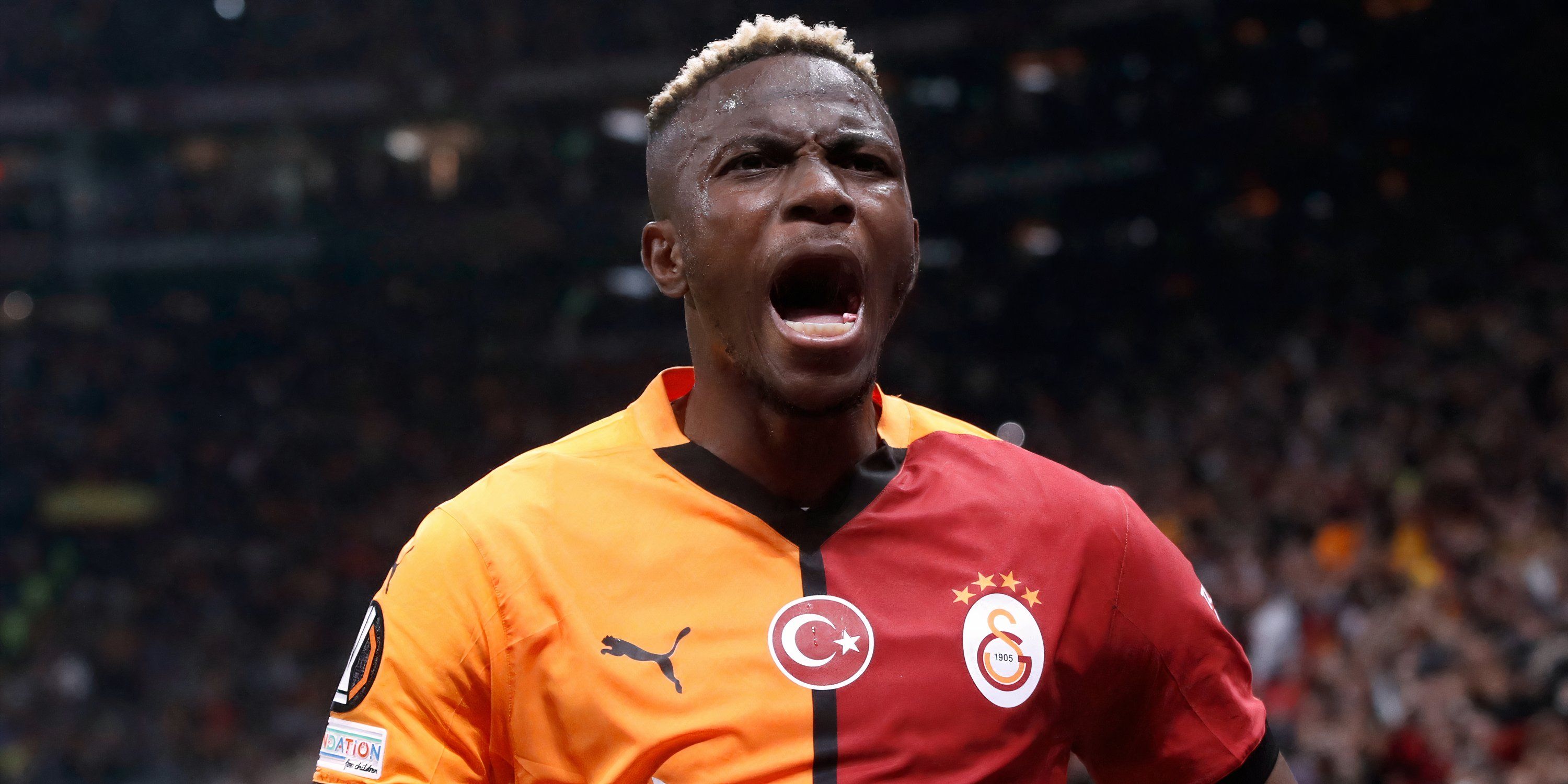 Victor Osimhen celebrating after scoring for Galatasaray