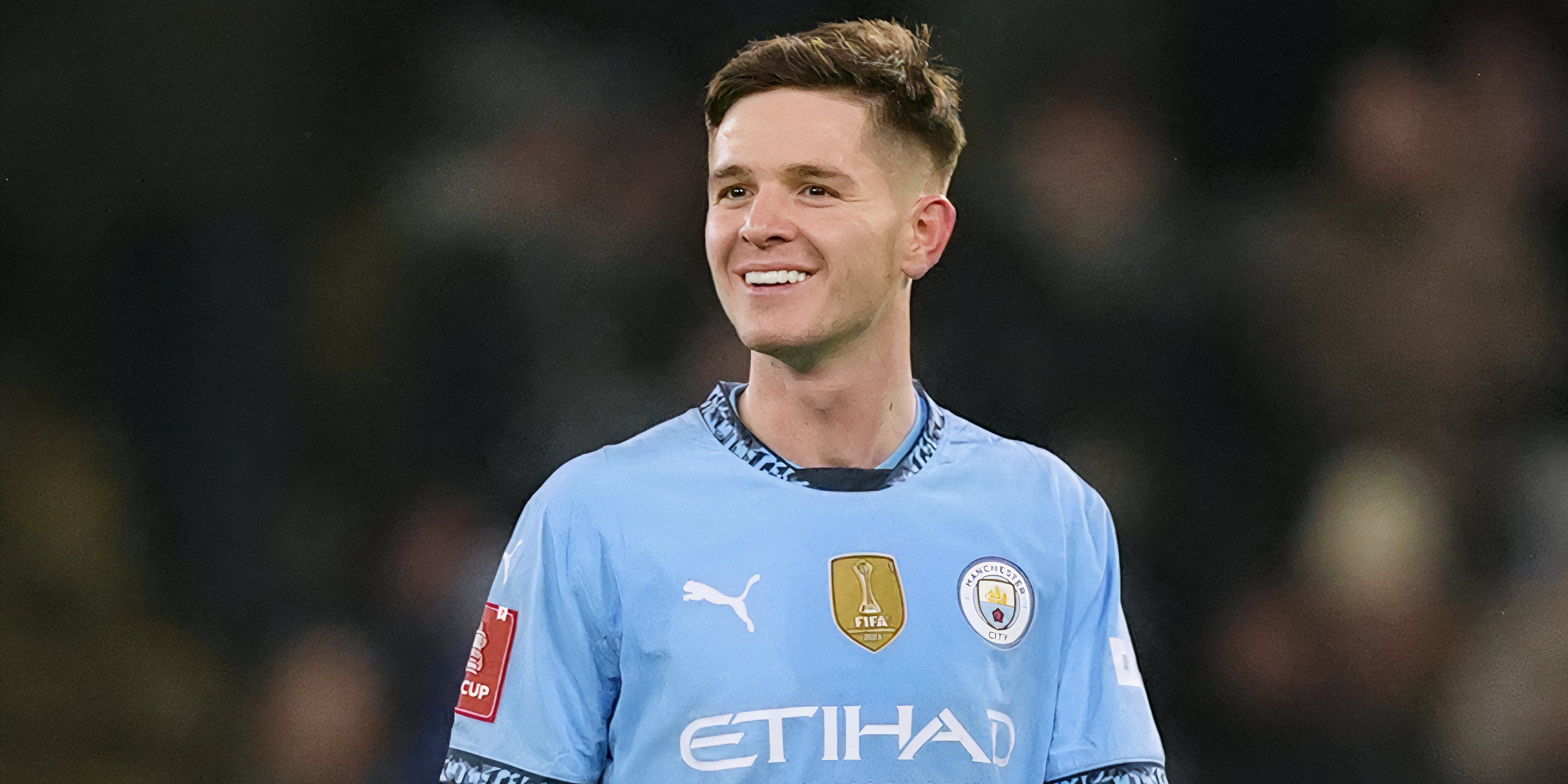 James McAtee in action for Manchester City
