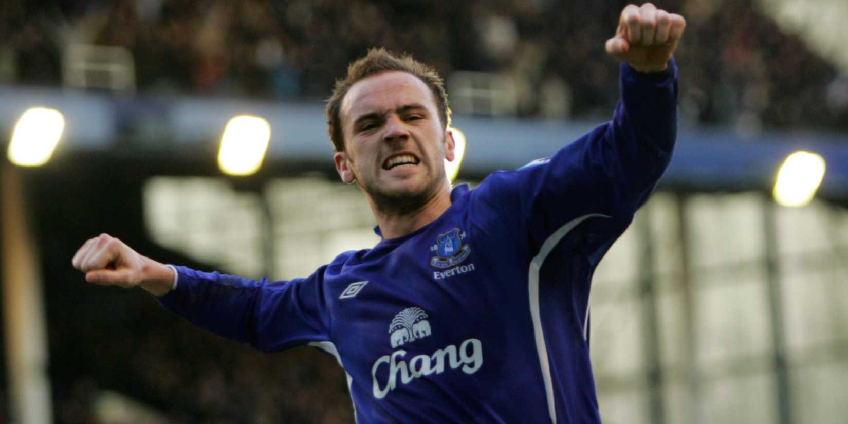 James McFadden celebrates his goal for Everton 