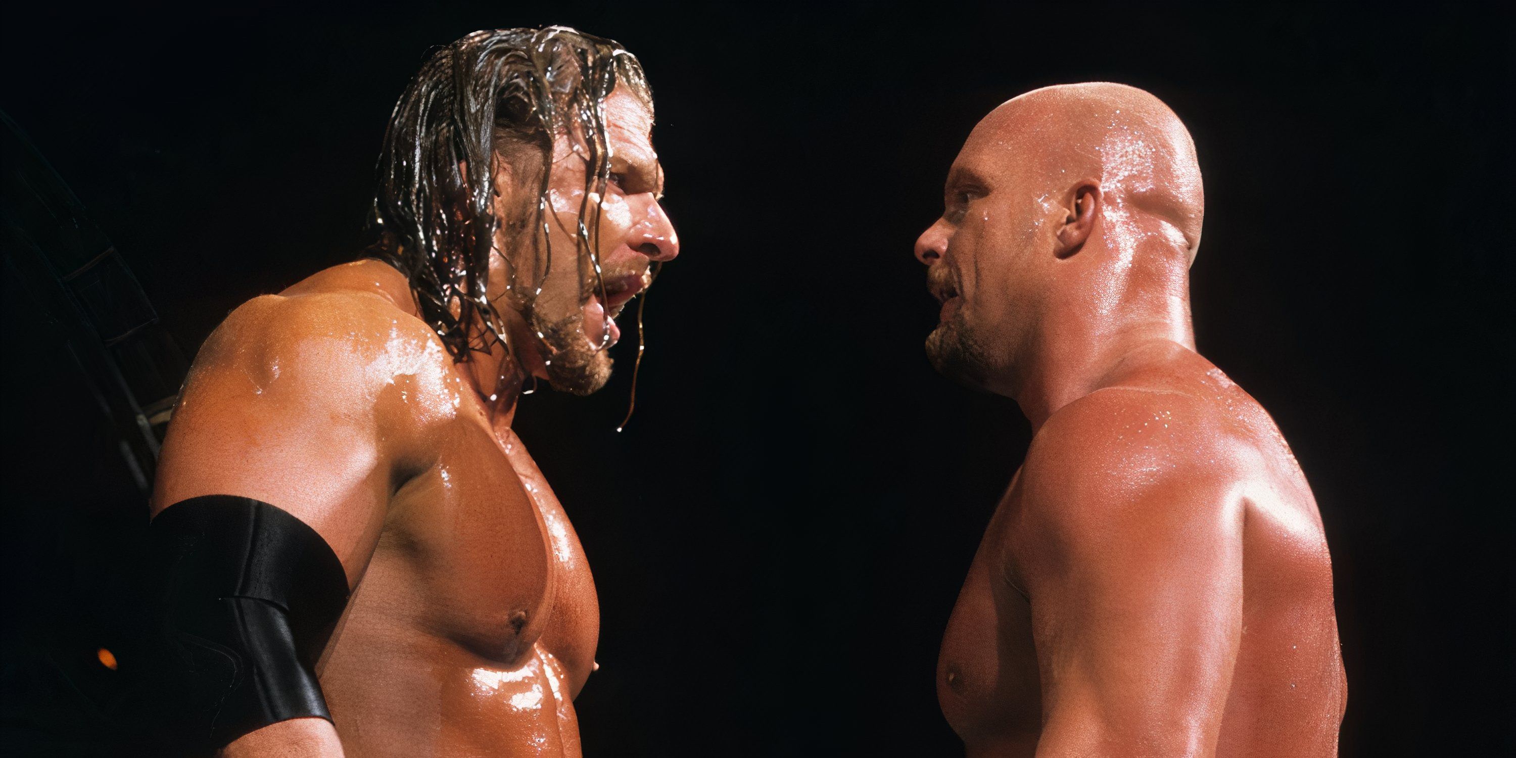 Triple H and 'Stone Cold' Steve Austin face-off before their match.