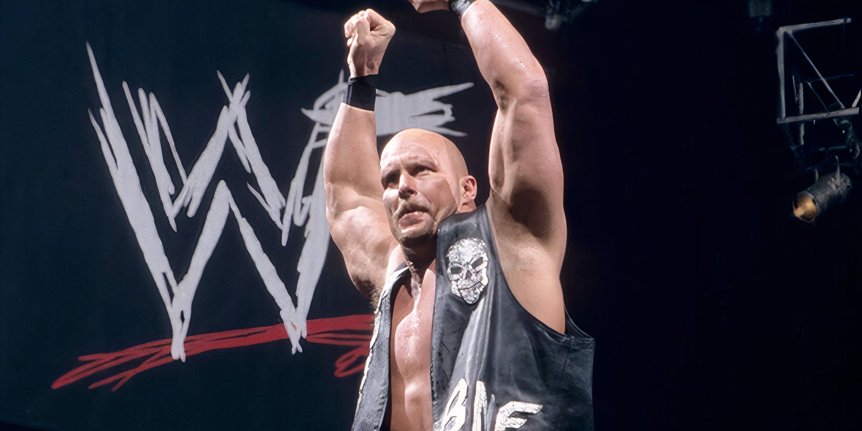 WWE Hall of Famer Stone Cold Steve Austin poses before a match.