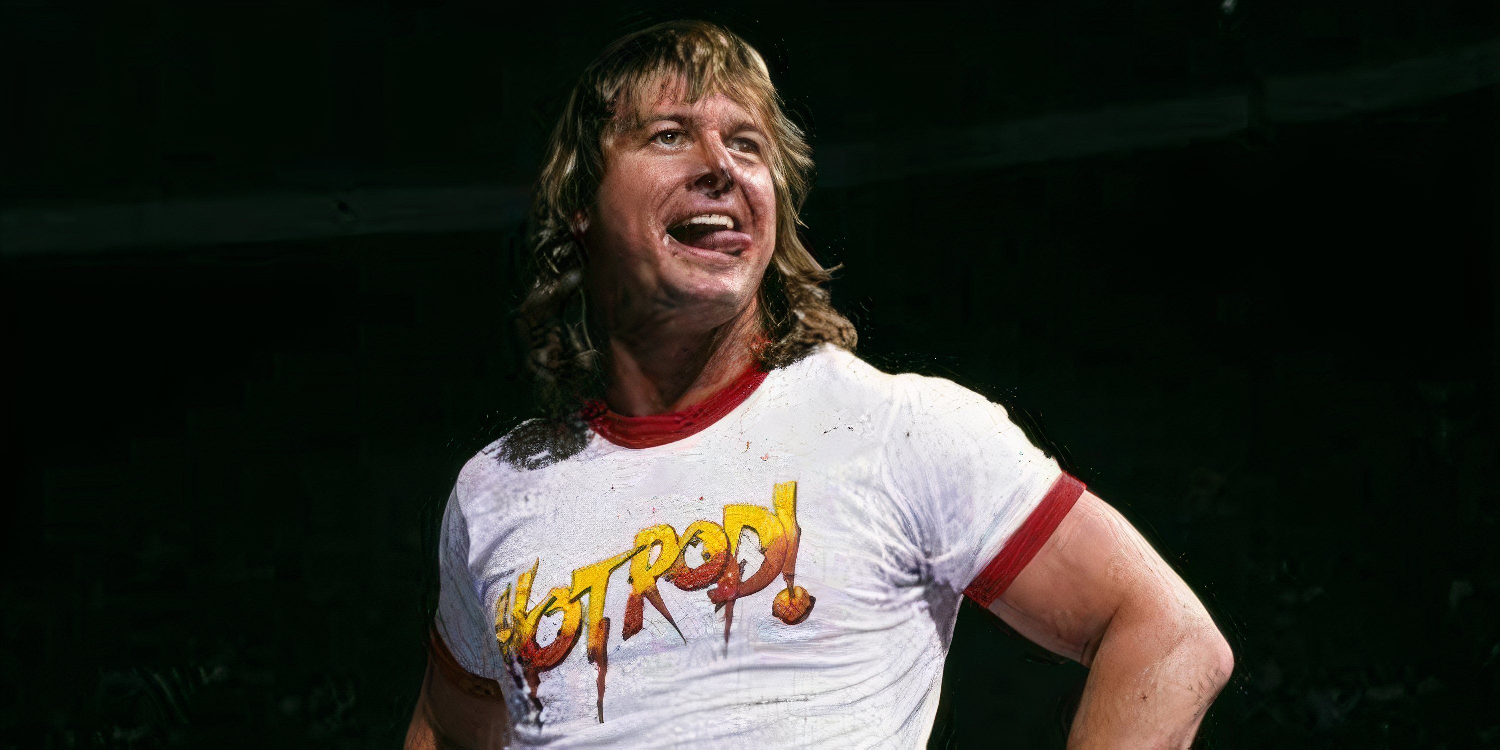 'Rowdy' Roddy Piper poses before a wrestling match.