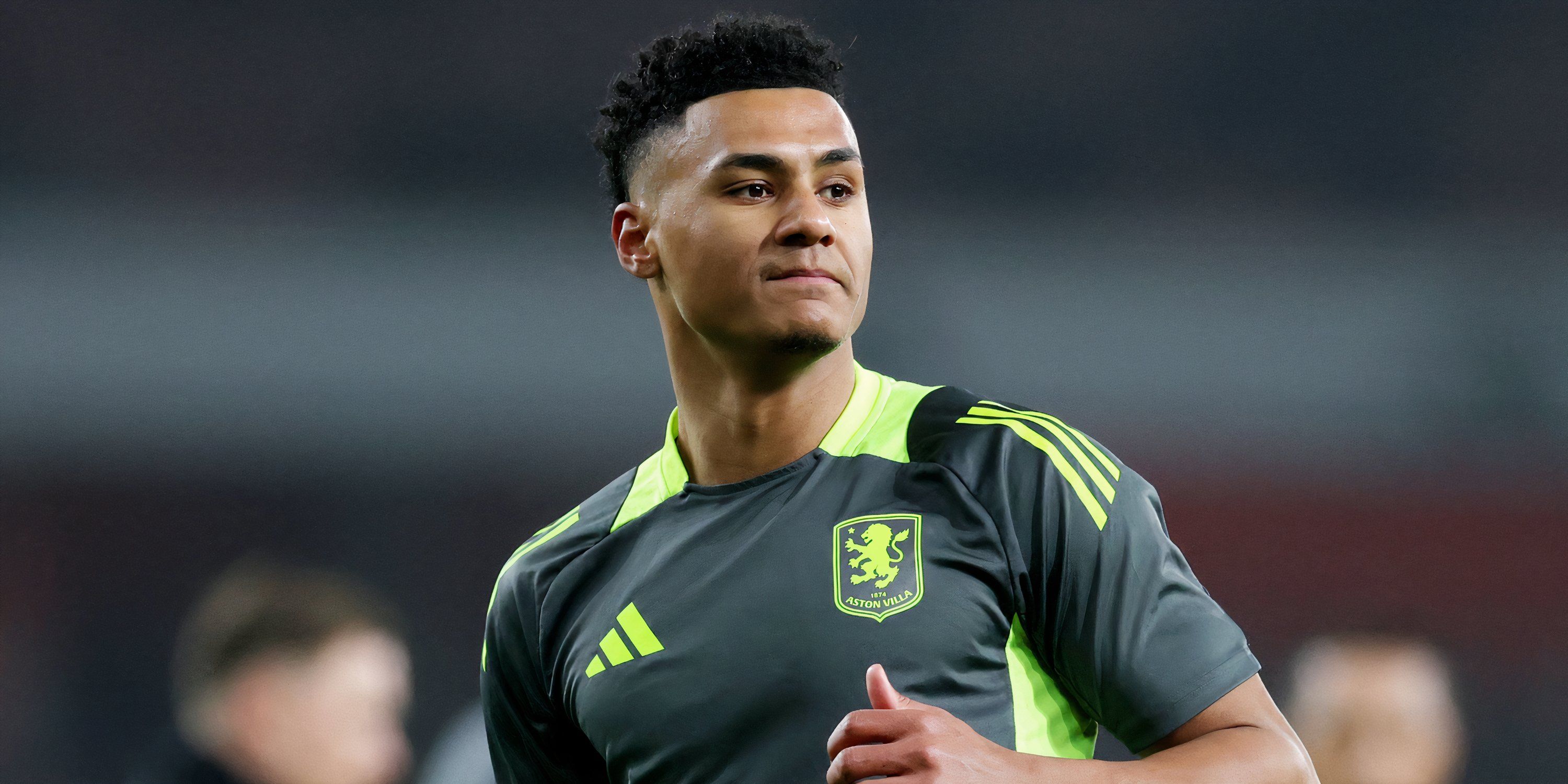 Ollie Watkins during a pre-match warm-up with Aston Villa