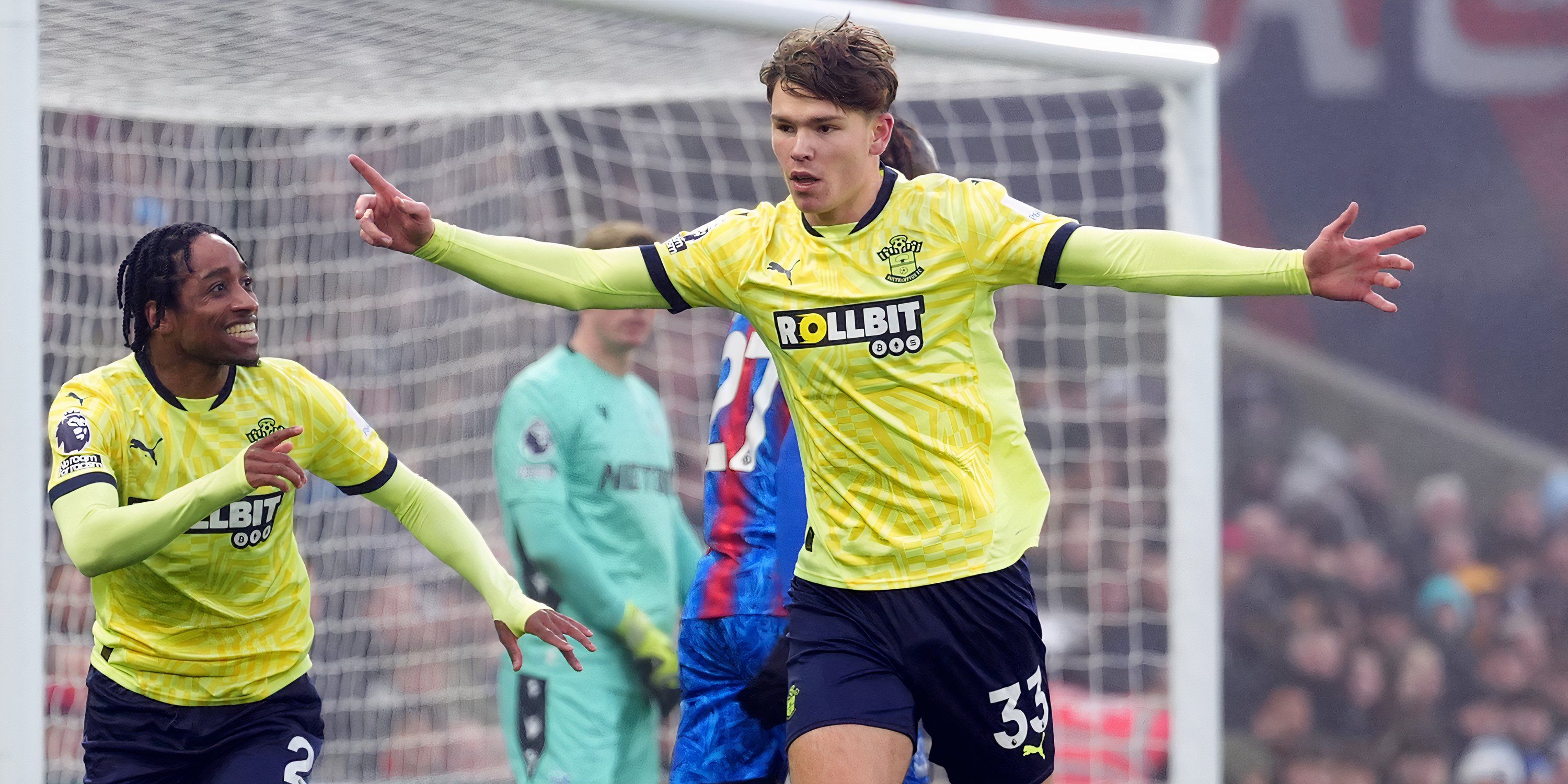 Tyler Dibling celebrating after scoring for Southampton