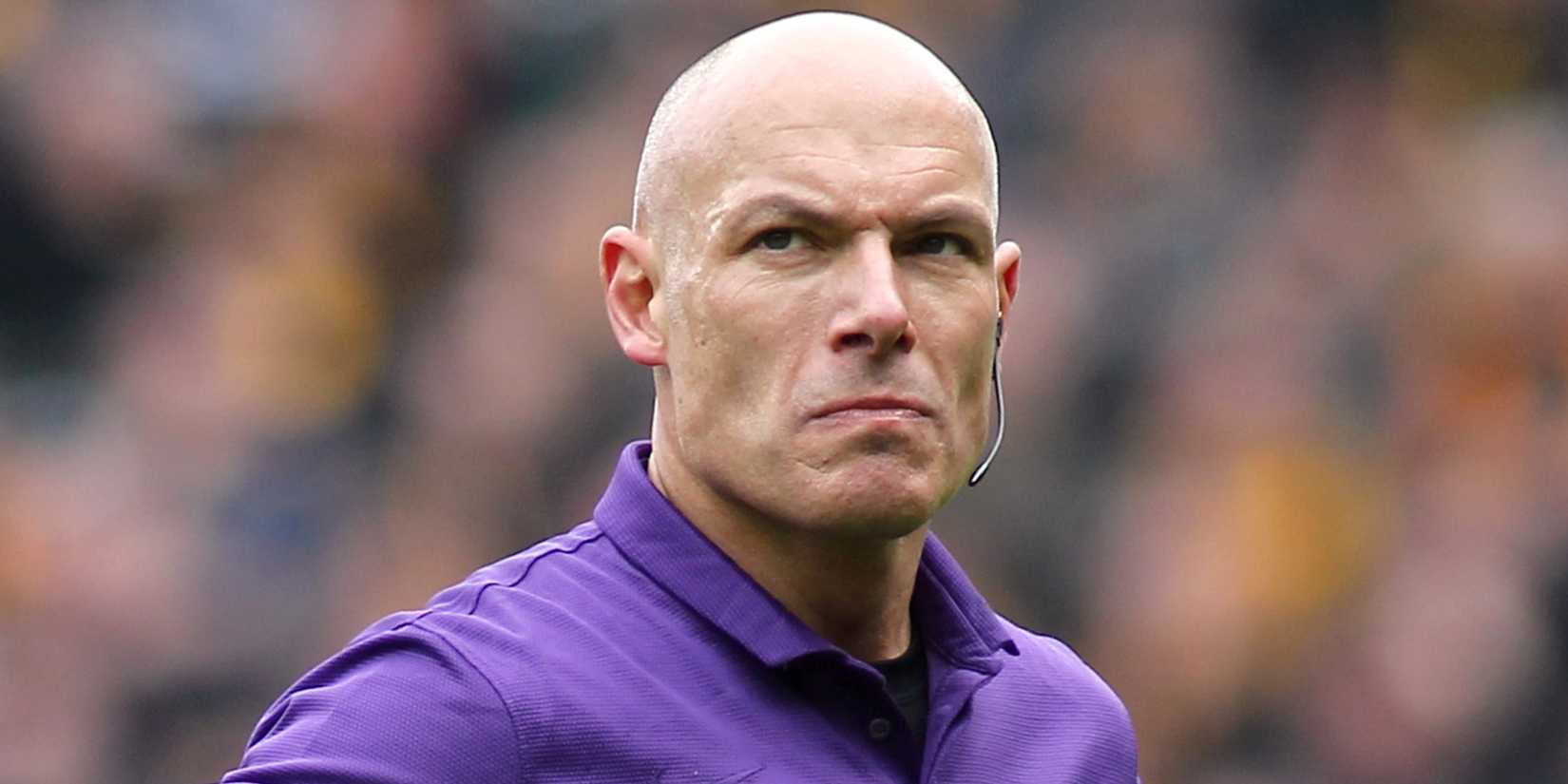 Premier League referee Howard Webb looks annoyed 