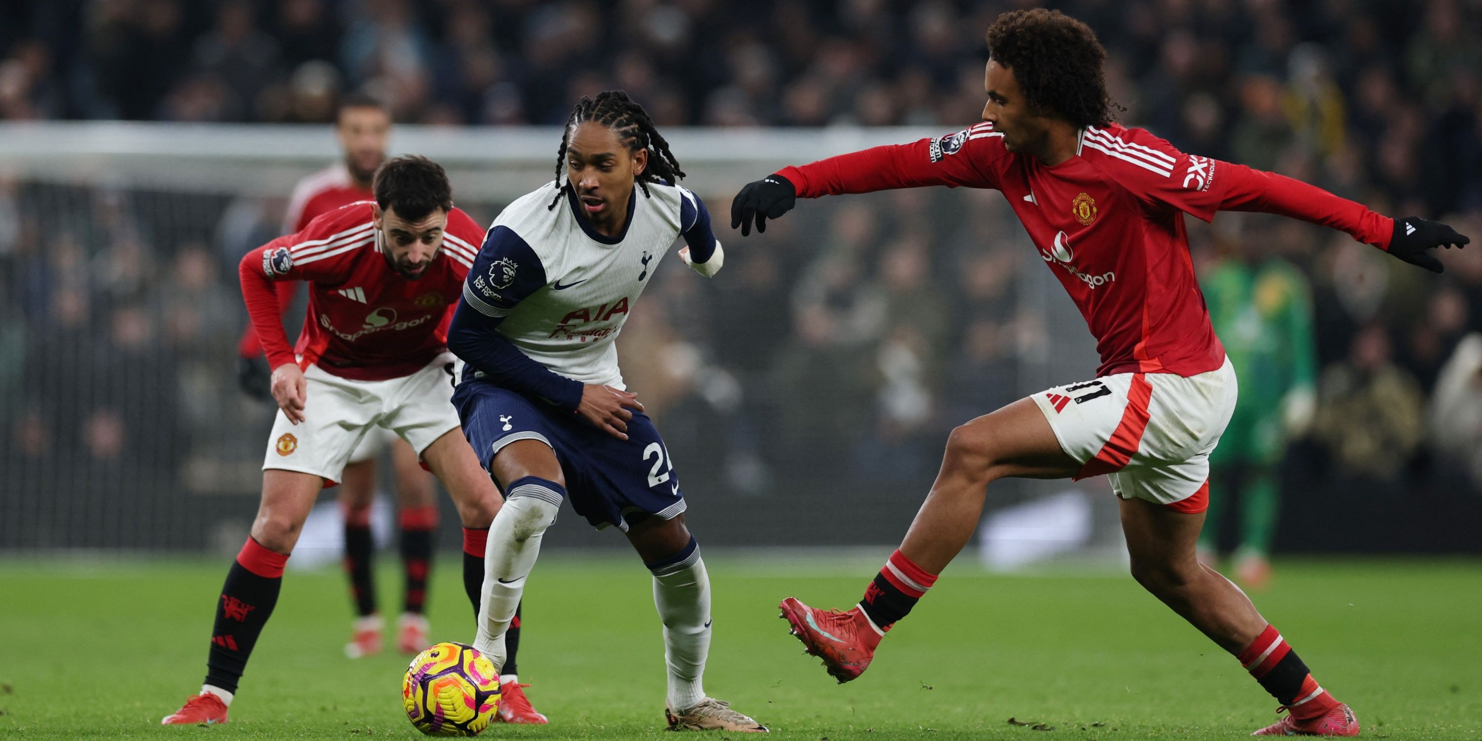 Djed Spence in action for Tottenham against Manchester United