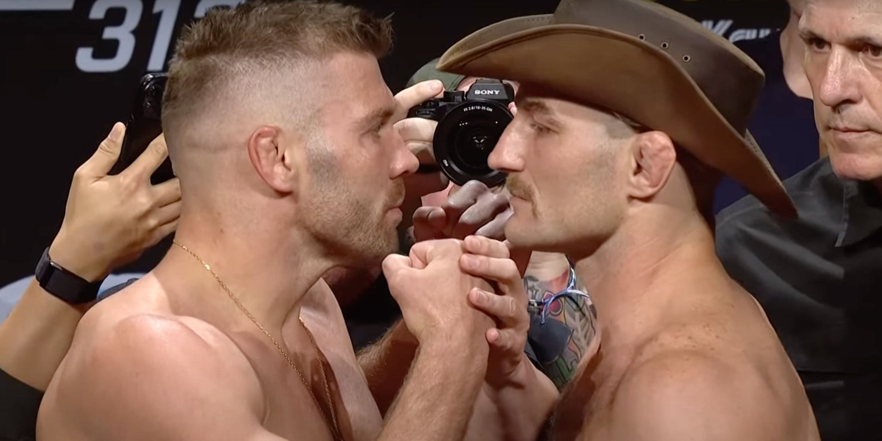 Dricus du Plessis faces off with Sean Strickland before UFC 312