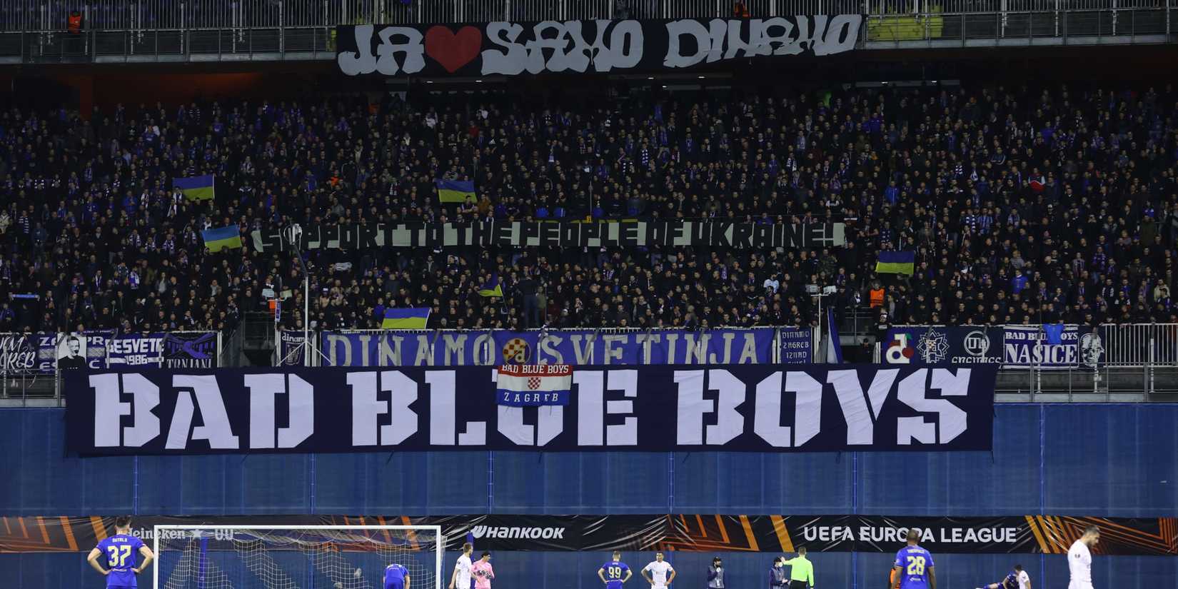 General view of Dinamo Zagreb fans during the match 