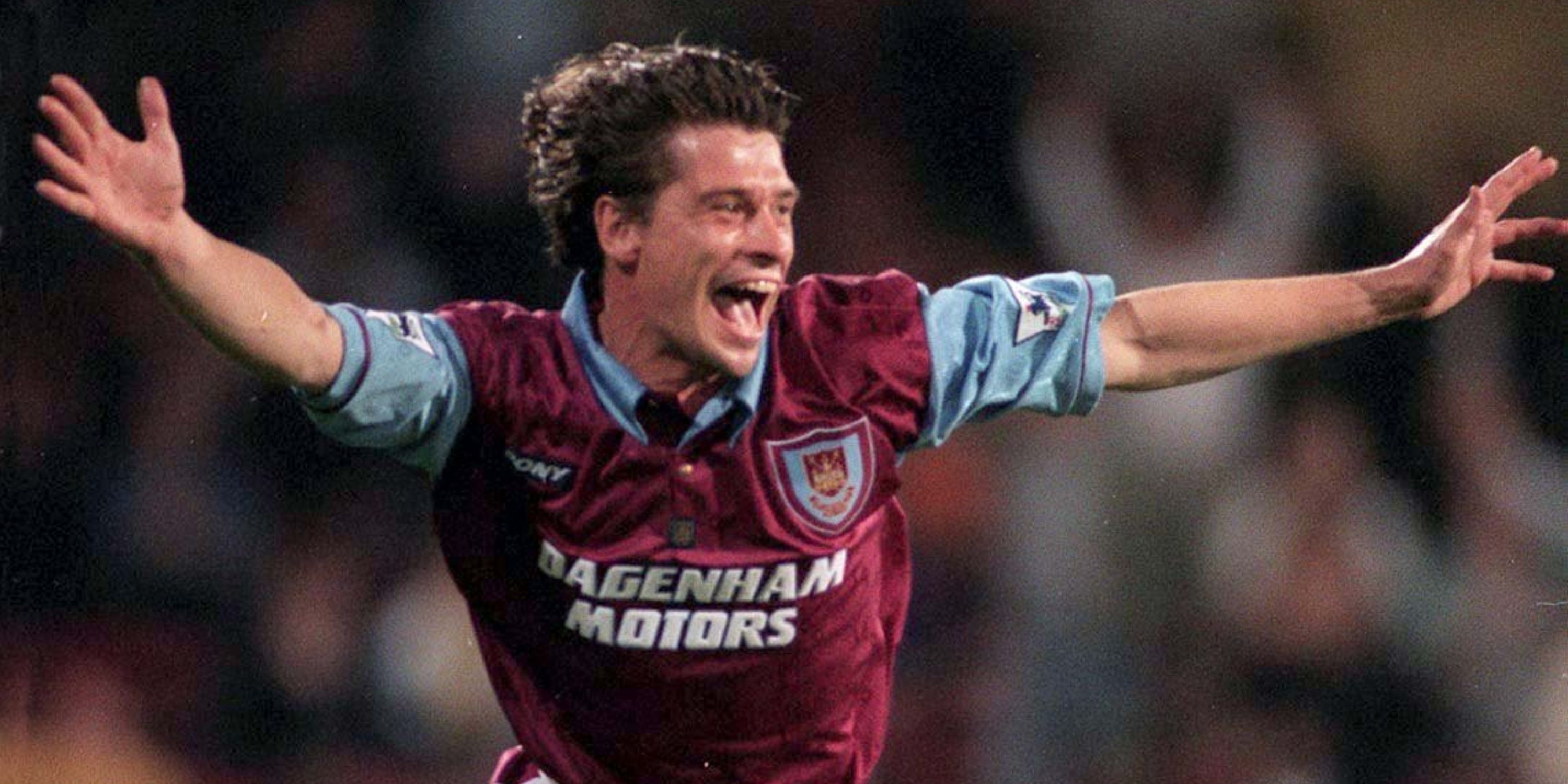 West Ham's Tony Cottee celebrates his goal