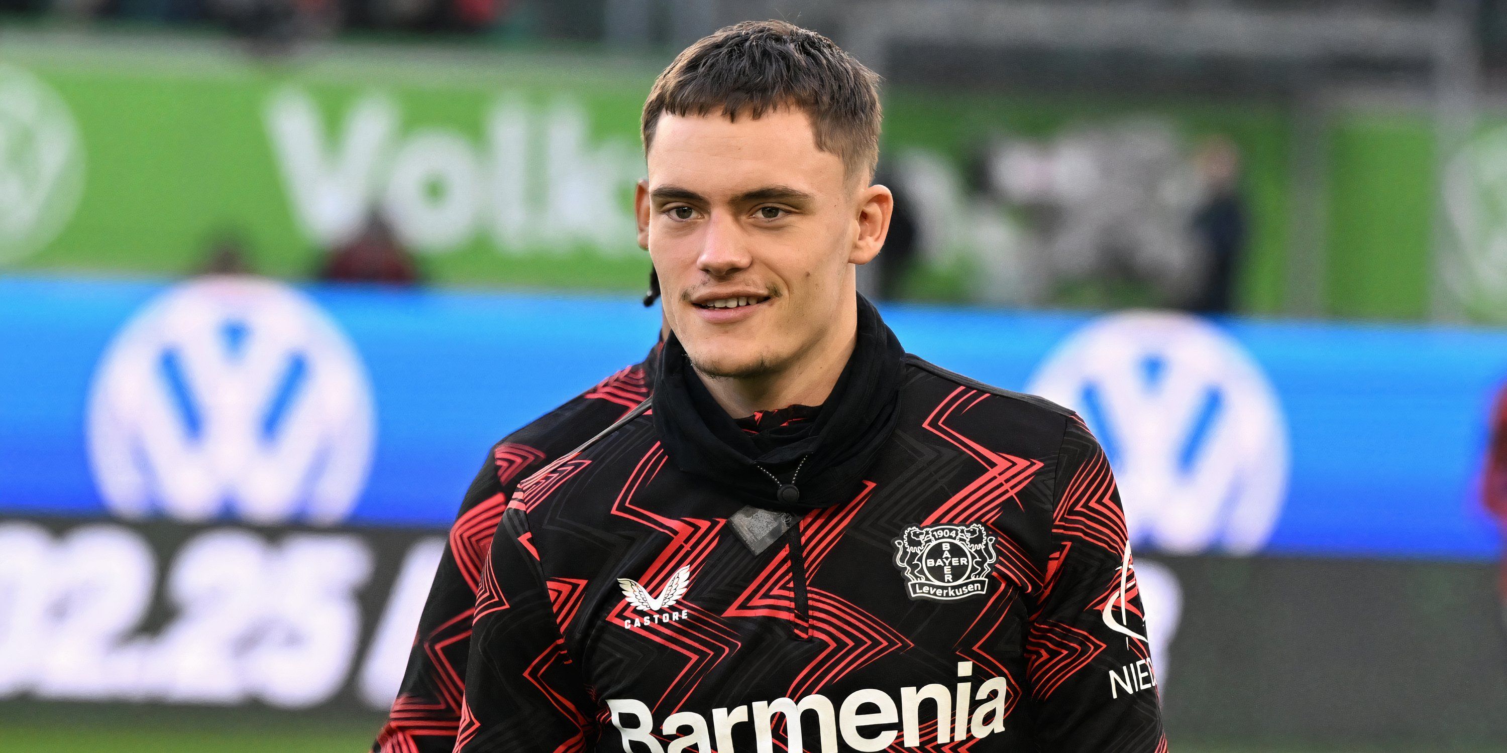 Florian Wirtz during a pre-match warm-up with Bayer Leverkusen