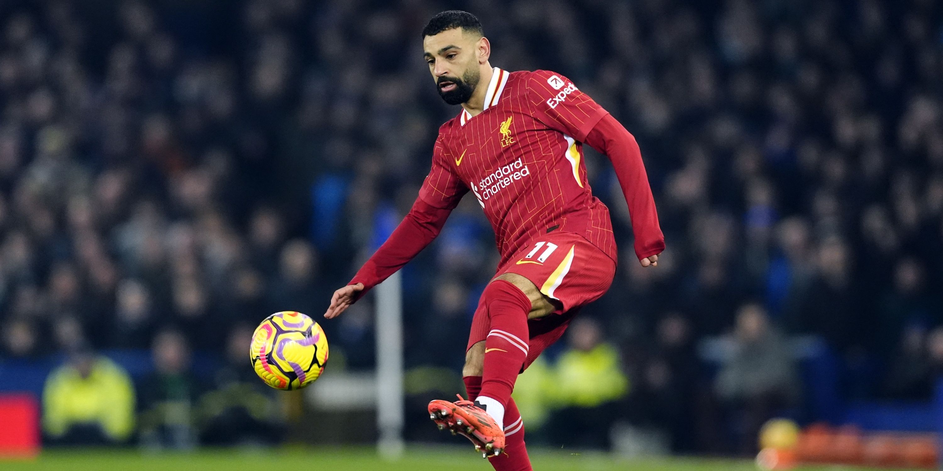 Mohamed Salah in action for Liverpool against Everton