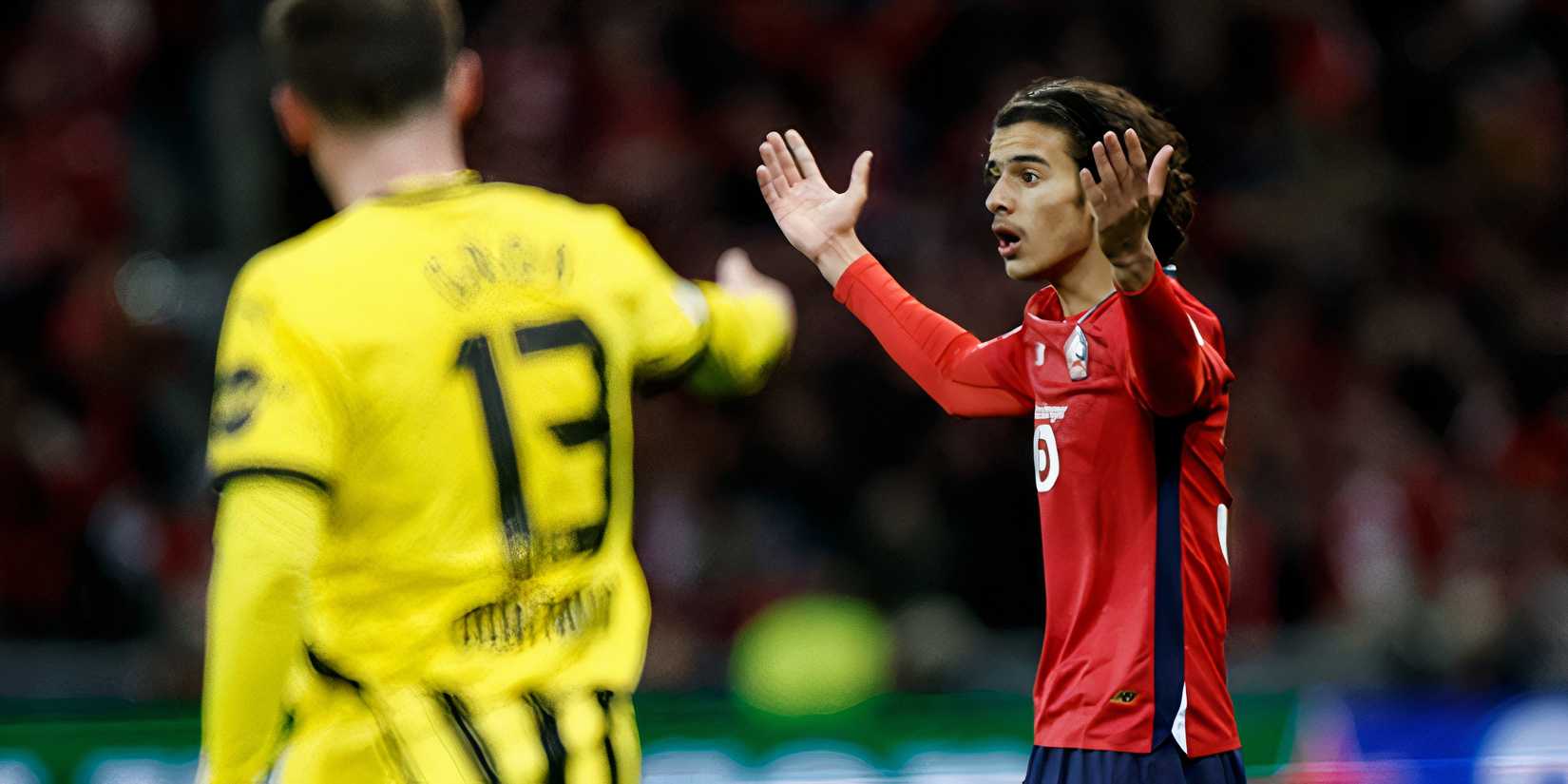 Ayyoub Bouaddi in action for Lille vs Borussia Dortmund