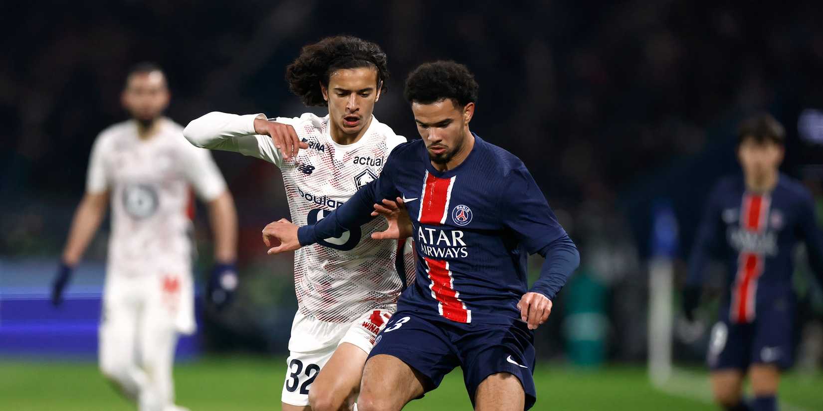 Ayyoub Bouaddi in action for Lille vs PSG