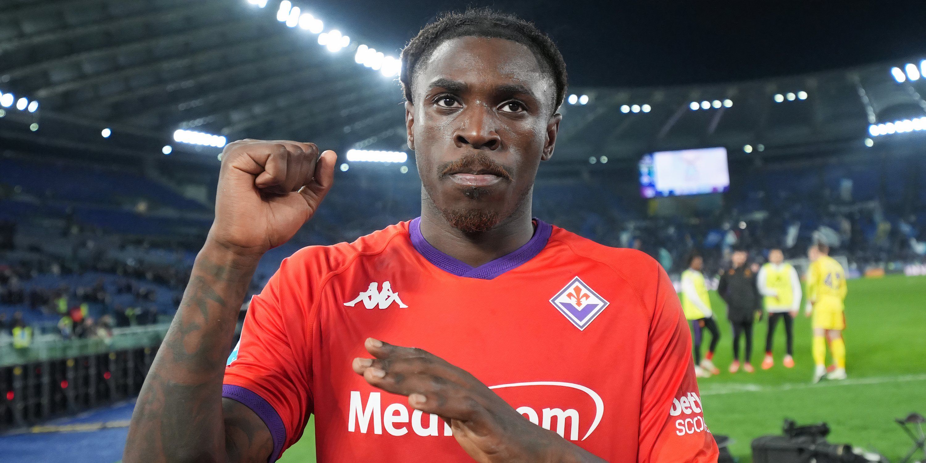 Moise Kean celebrating after a Fiorentina win