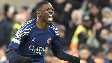 PSG attacker Ousmane Dembele celebrates scoring