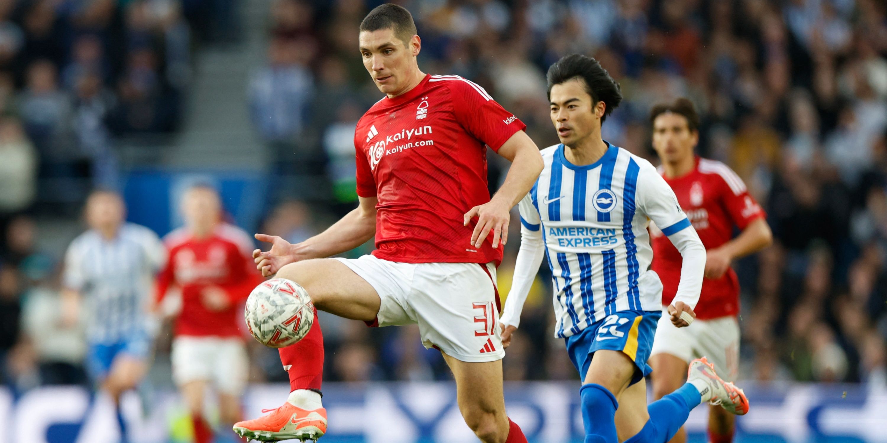 Nikola Milenkovic in action for Nottingham Forest