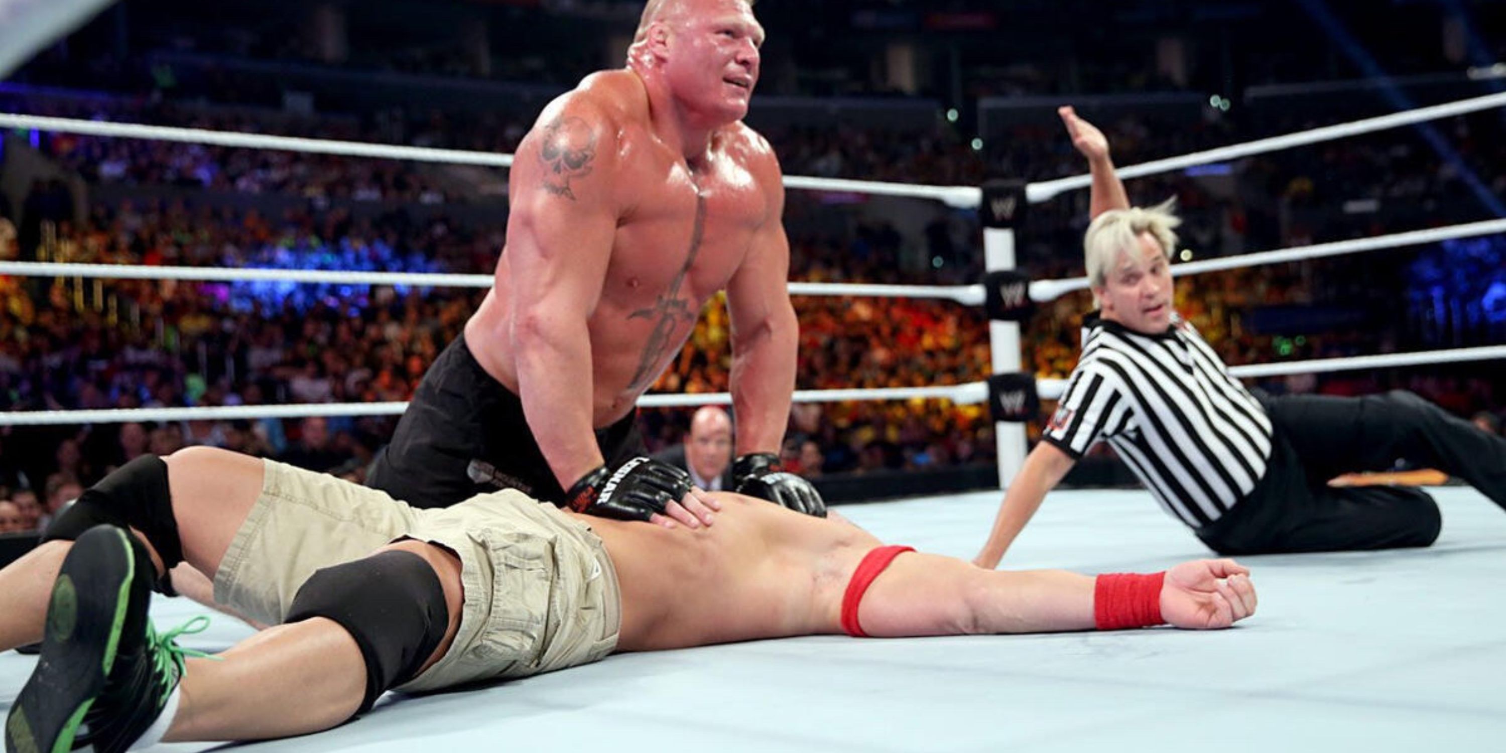 WWE Brock Lesnar pinning John Cena