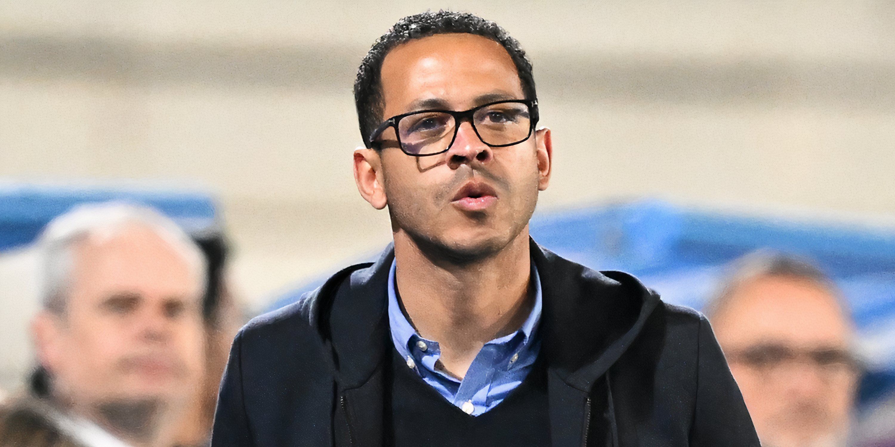 Strasbourg head coach Liam Rosenior watching on from the touchline