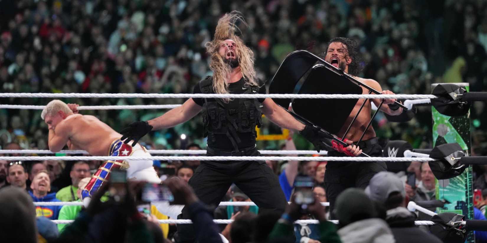 Seth Rollins, Cody Rhodes, Roman Reigns WrestleMania