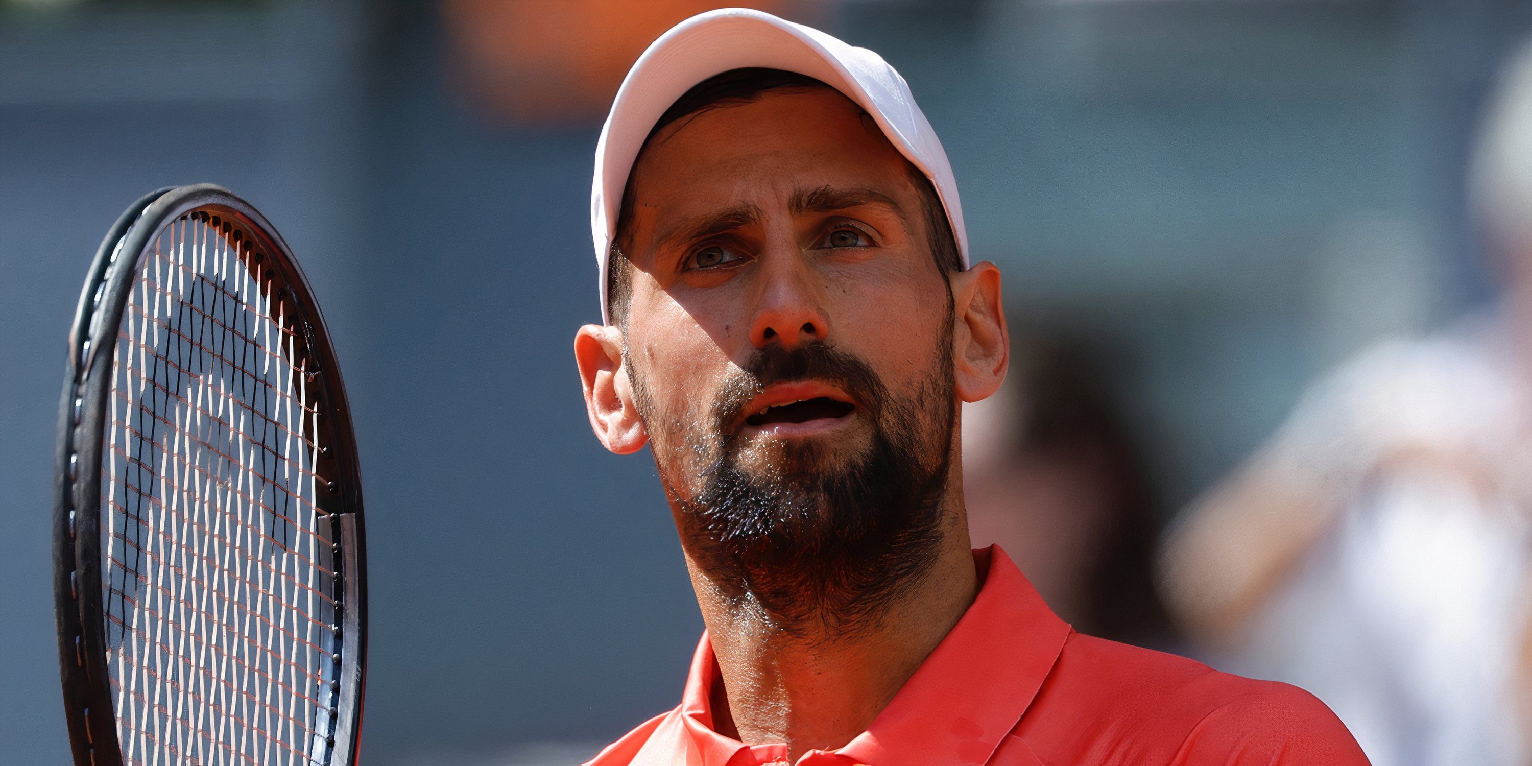 Novak Djokovic looking upset